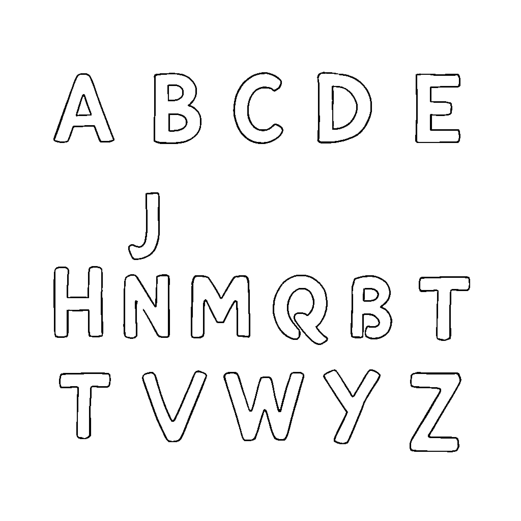 Alphabet letters in simple sketch style Coloring Page (free black-and-white line drawing printable PDF for all, from beginners to advanced learners, including children, teens, adults, and seniors)