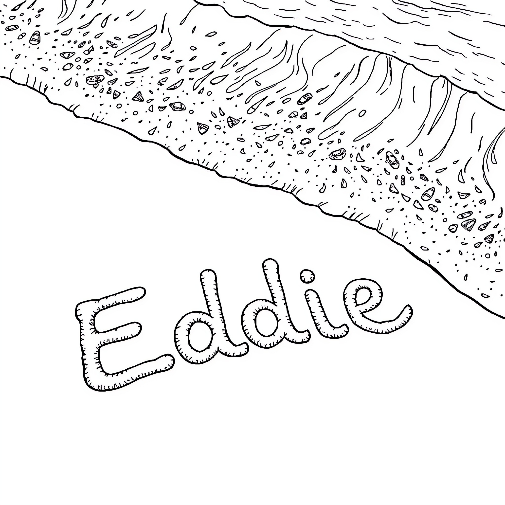 Eddie's Aquatic Adventure Coloring Page (free black-and-white line drawing printable PDF for all, from beginners to advanced learners, including children, teens, adults, and seniors)