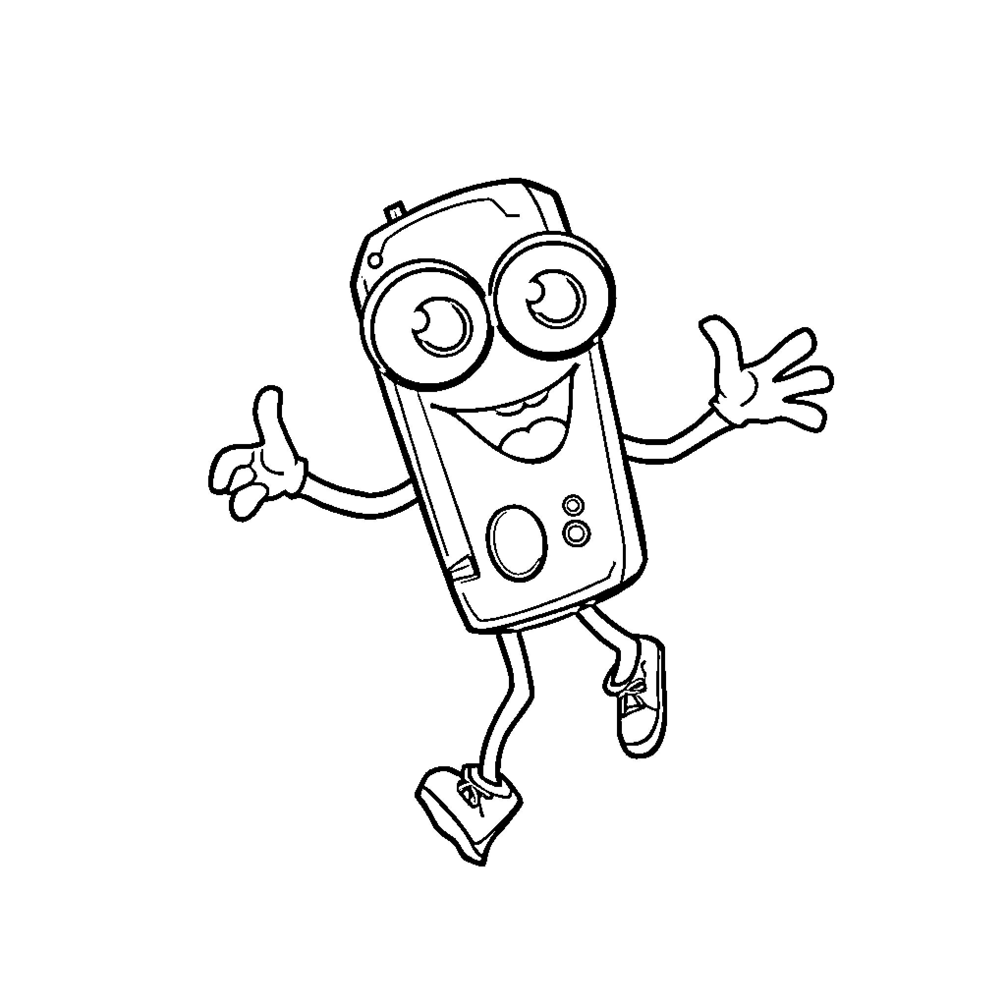 Switchblade character having fun and expressing excitement Coloring Page (free black-and-white line drawing printable PDF for all, from beginners to advanced learners, including children, teens, adults, and seniors)