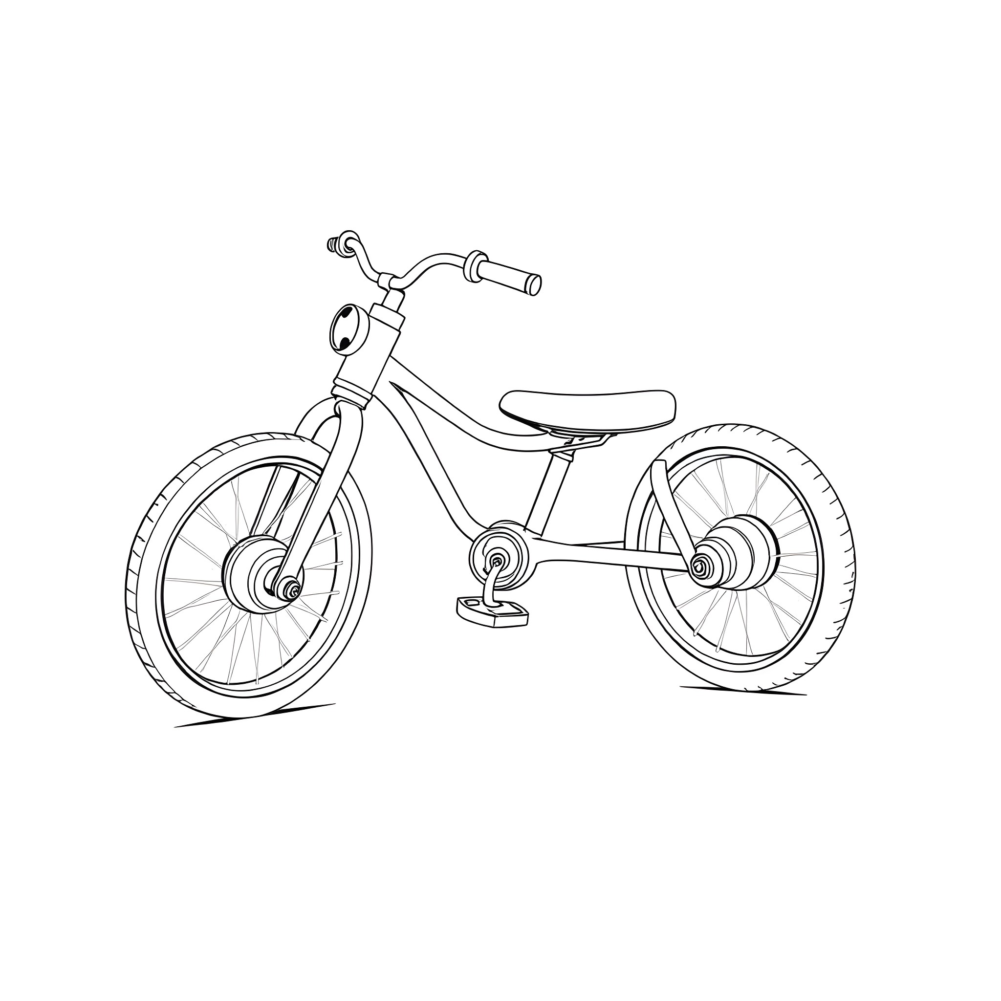 Trike with simple design and structure Coloring Page (free black-and-white line drawing printable PDF for all, from beginners to advanced learners, including children, teens, adults, and seniors)
