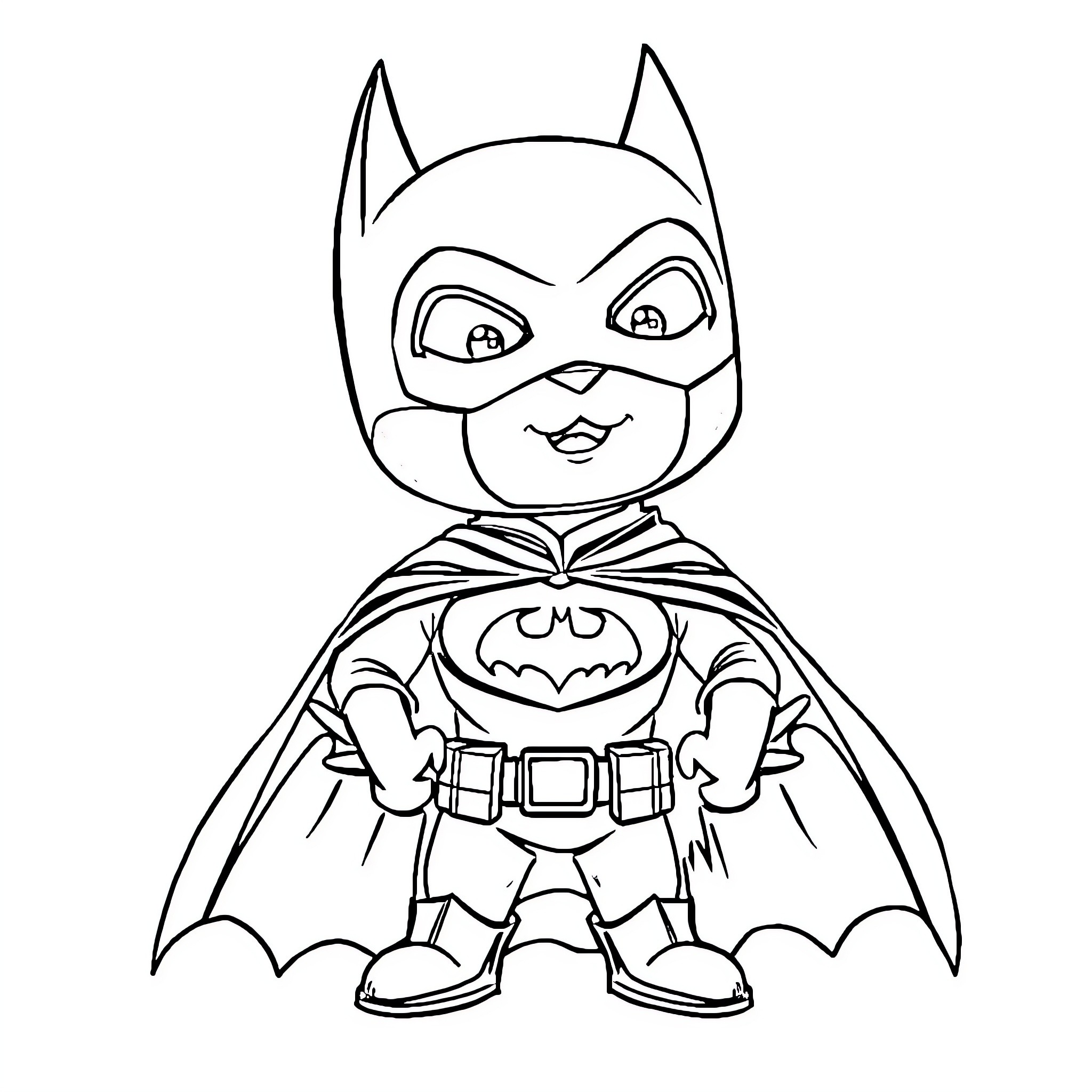 Bluey dressed as Batman exploring the world Coloring Page (free black-and-white line drawing printable PDF for all, from beginners to advanced learners, including children, teens, adults, and seniors)