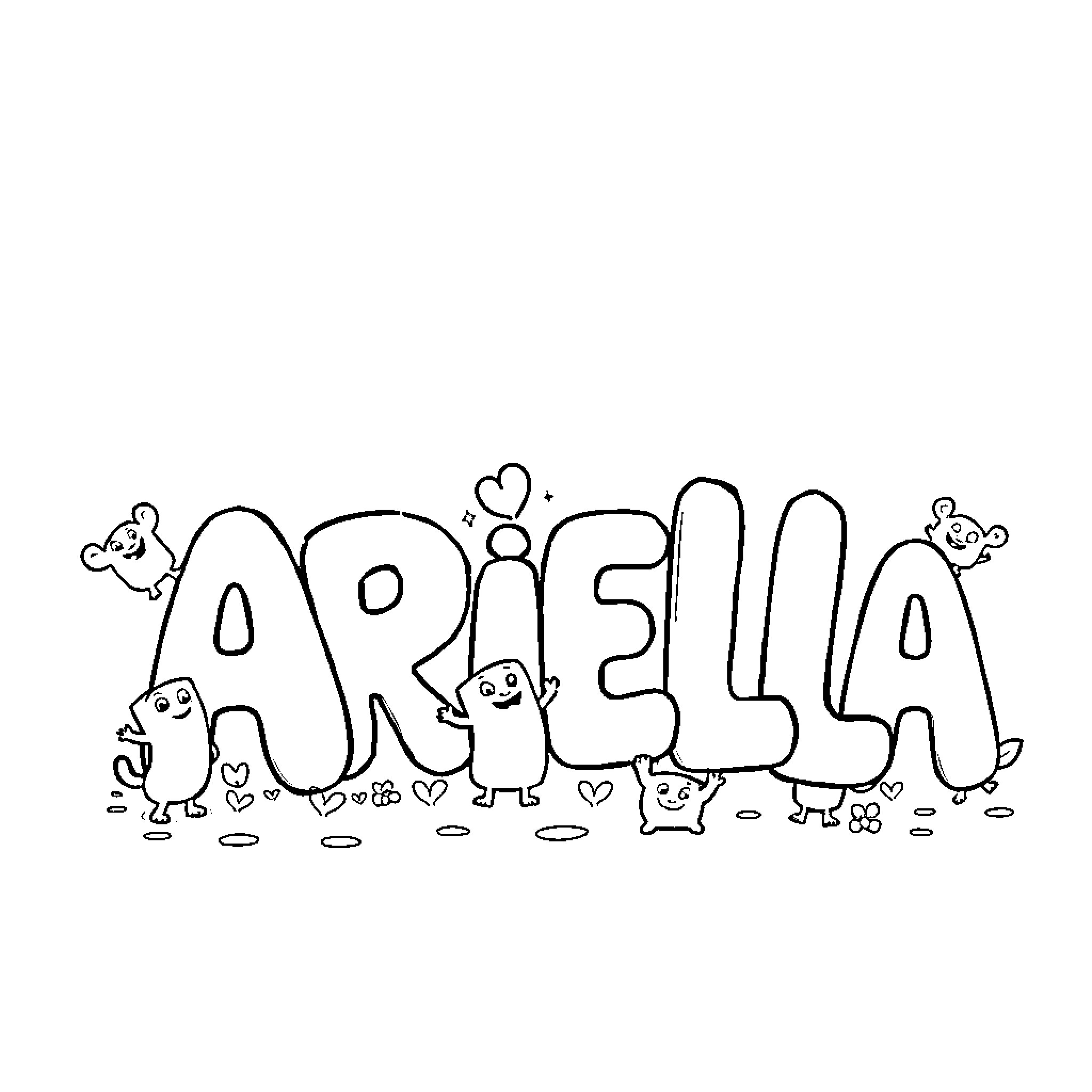 Ariella's Playful and Whimsical Adventure Coloring Page (free black-and-white line drawing printable PDF for all, from beginners to advanced learners, including children, teens, adults, and seniors)