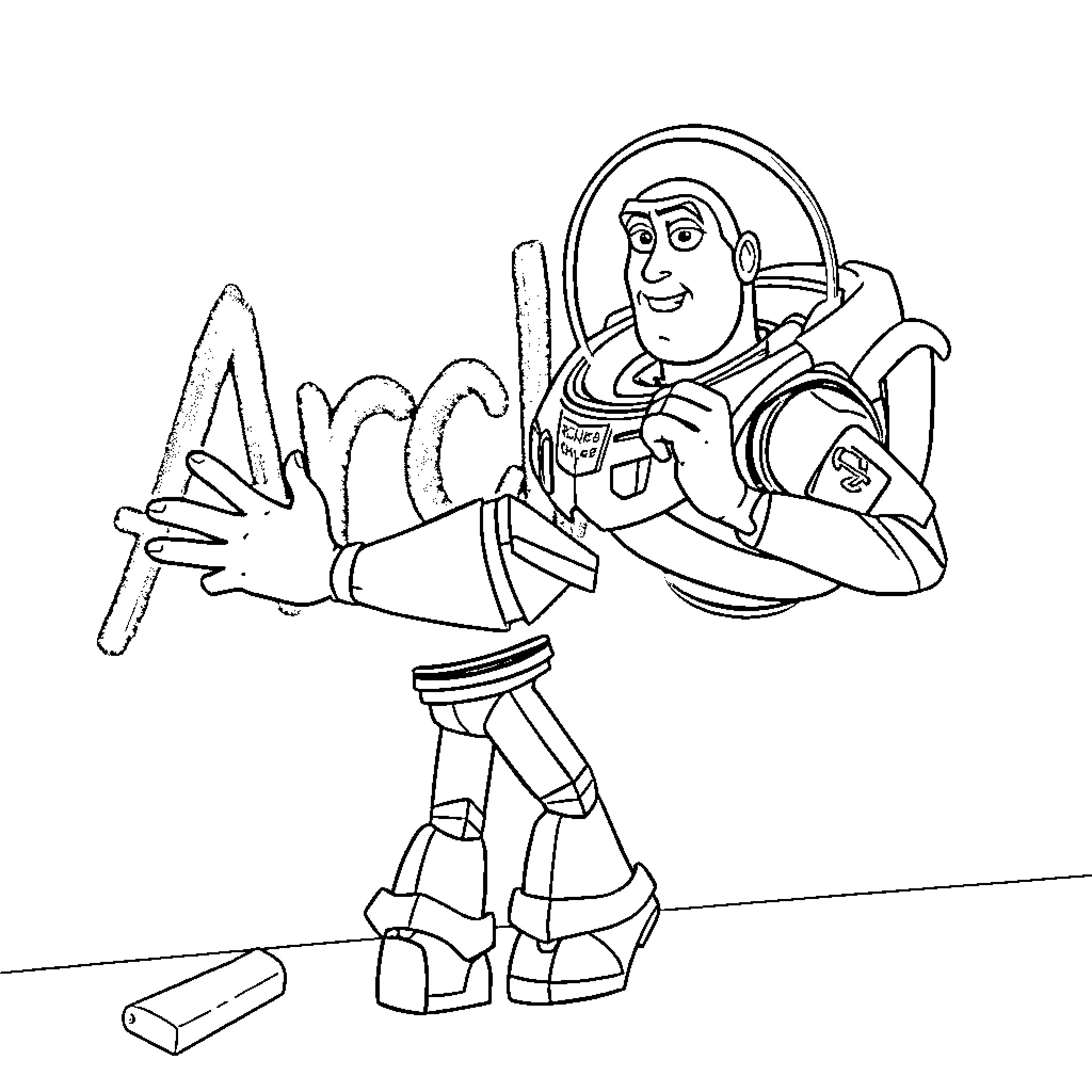 Buzz Lightyear embarking on an intergalactic adventure Coloring Page (free black-and-white line drawing printable PDF for all, from beginners to advanced learners, including children, teens, adults, and seniors)