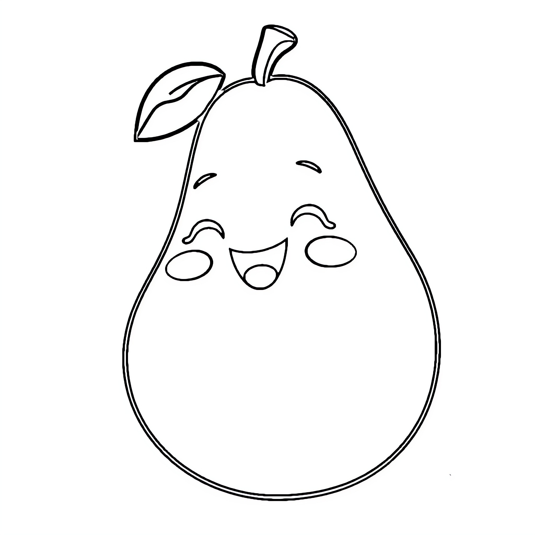 Avocado with a happy expression Coloring Page (free black-and-white line drawing printable PDF for all, from beginners to advanced learners, including children, teens, adults, and seniors)