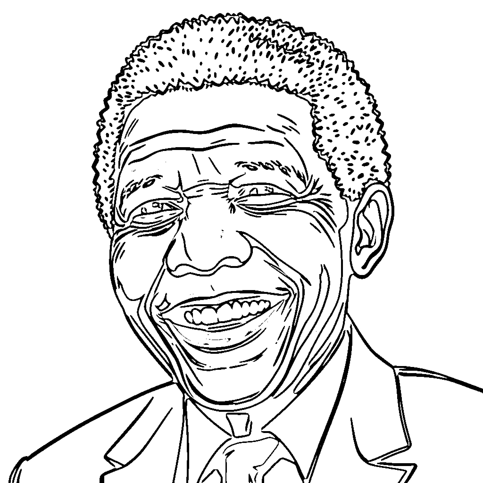 Mandala of a smiling, prominent figure Coloring Page (free black-and-white line drawing printable PDF for all, from beginners to advanced learners, including children, teens, adults, and seniors)