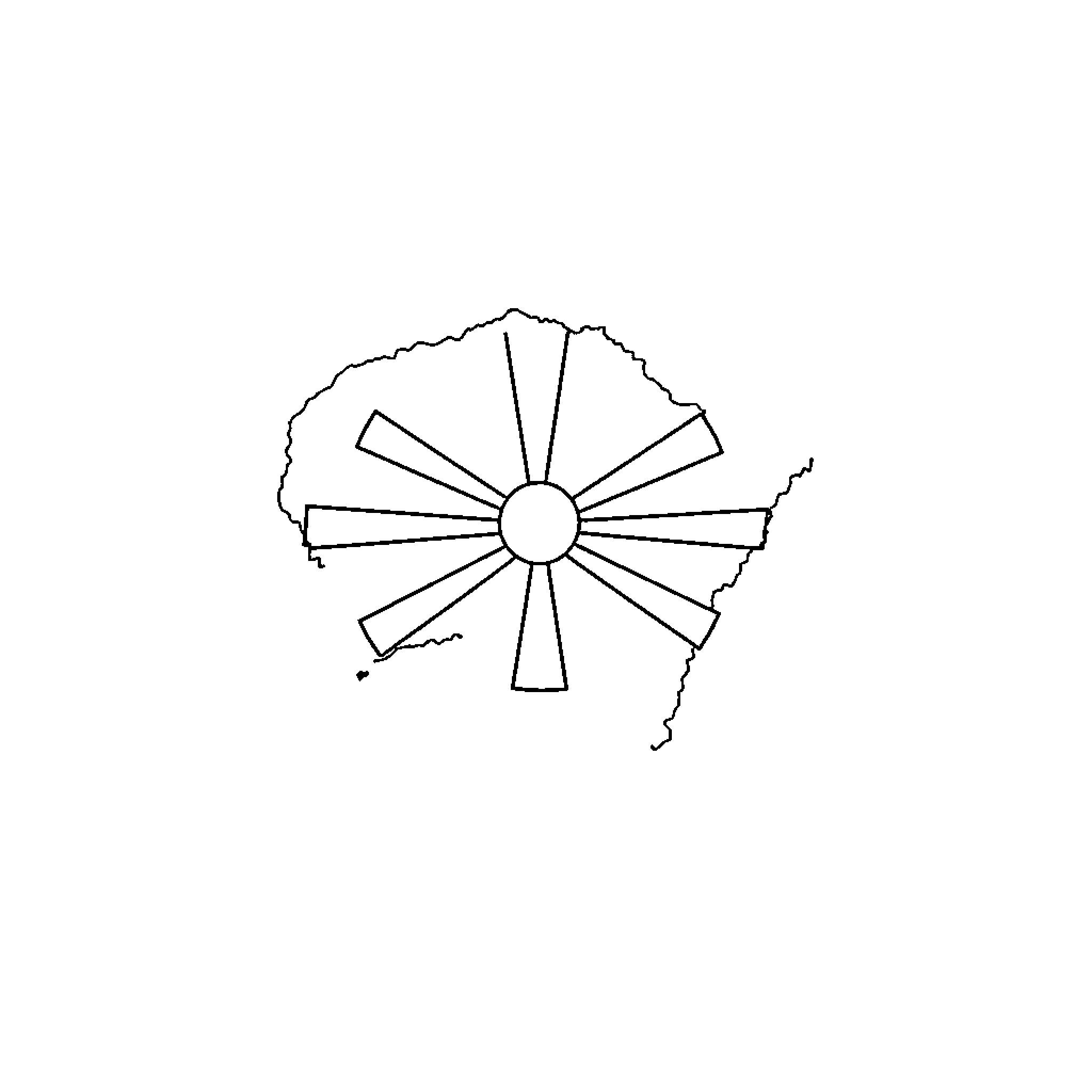 Macedonia's Iconic Sun-Inspired Symbol Coloring Page (free black-and-white line drawing printable PDF for all, from beginners to advanced learners, including children, teens, adults, and seniors)
