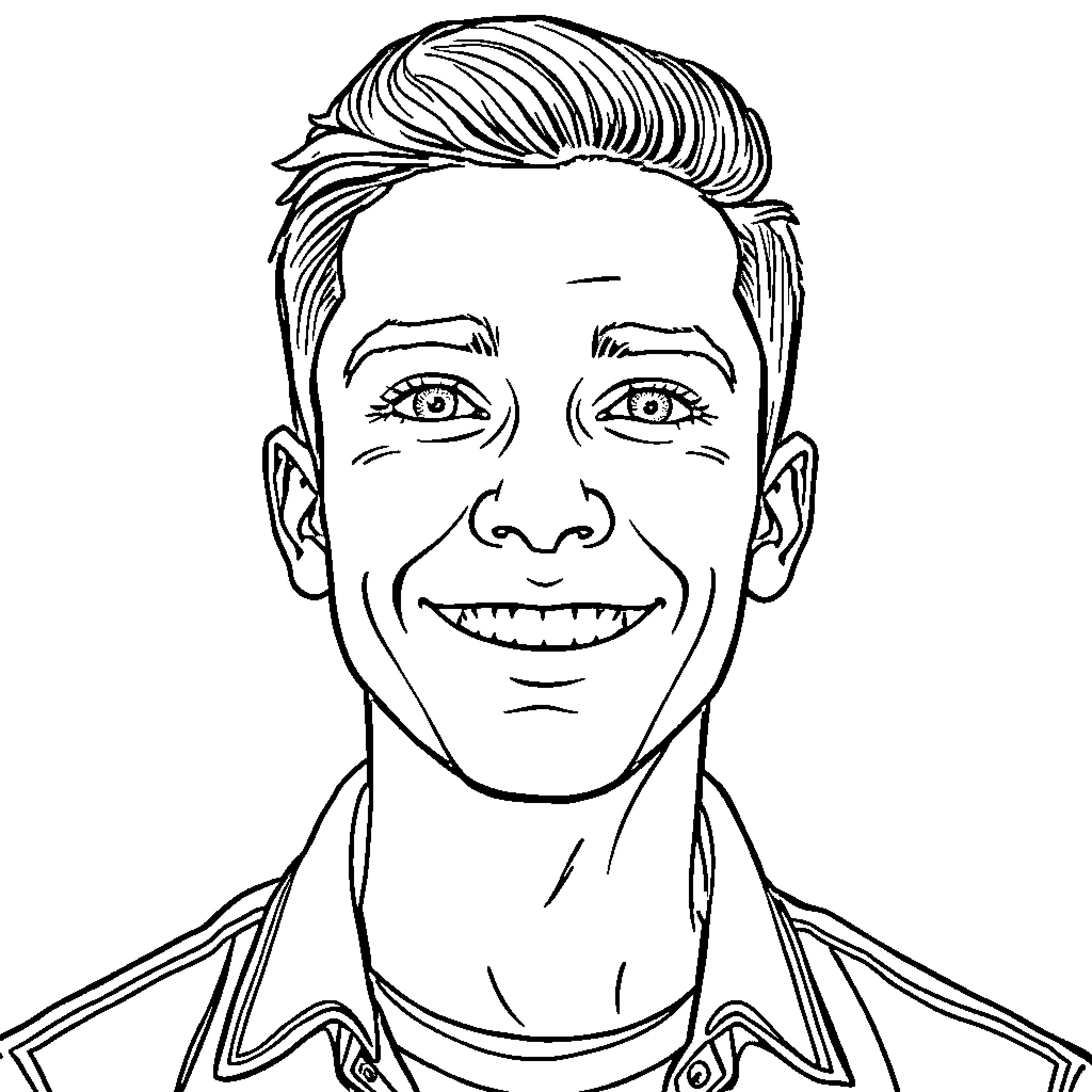 Mateo Belmonte's joyful expression Coloring Page (free black-and-white line drawing printable PDF for all, from beginners to advanced learners, including children, teens, adults, and seniors)