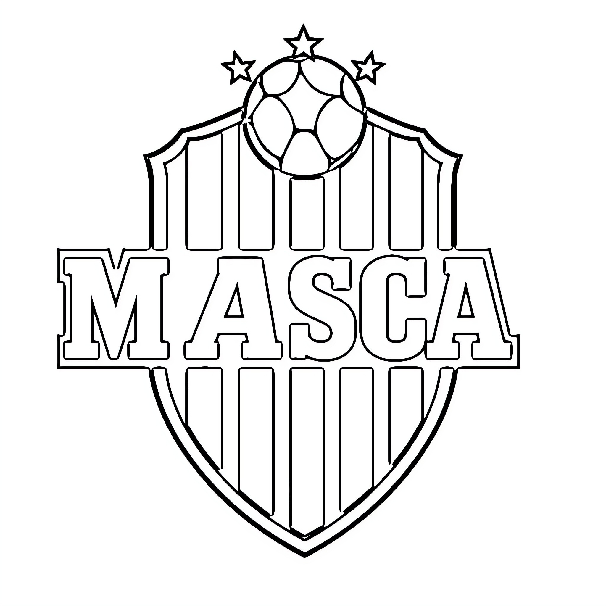 Shield with team insignia and stars Coloring Page (free black-and-white line drawing printable PDF for all, from beginners to advanced learners, including children, teens, adults, and seniors)