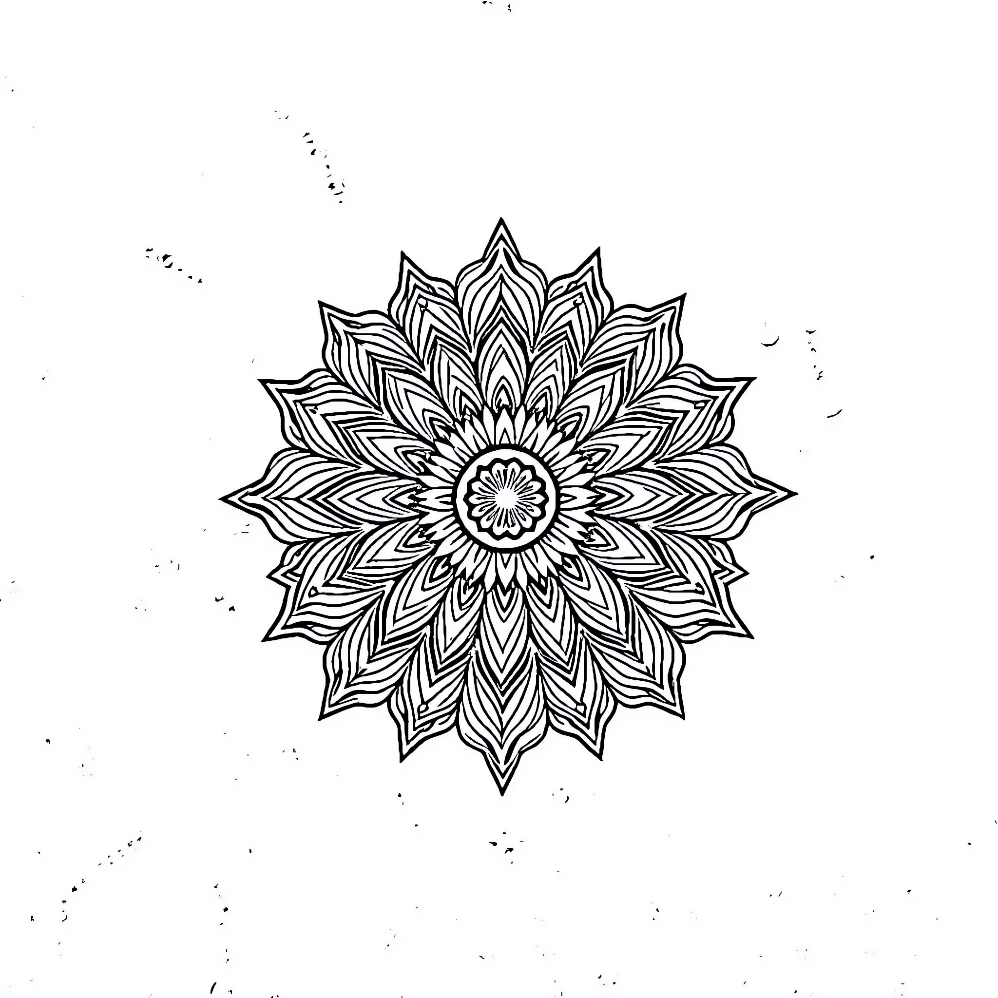 Mandala of intricate floral patterns Coloring Page (free black-and-white line drawing printable PDF for all, from beginners to advanced learners, including children, teens, adults, and seniors)