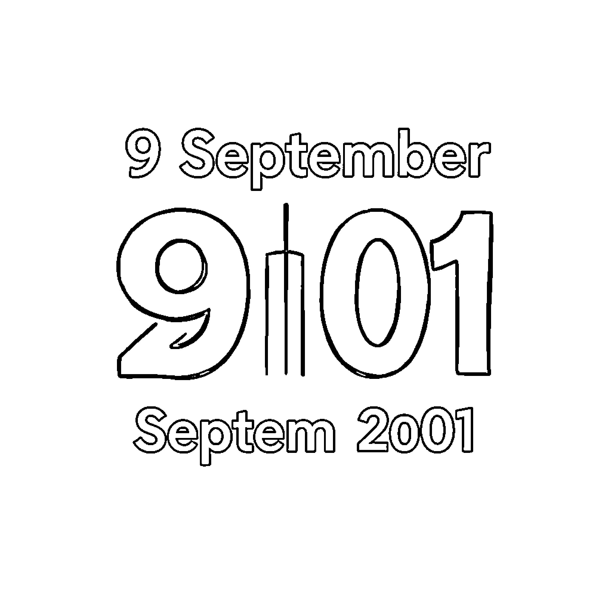 September remembrance of 9/11 attacks Coloring Page (free black-and-white line drawing printable PDF for all, from beginners to advanced learners, including children, teens, adults, and seniors)