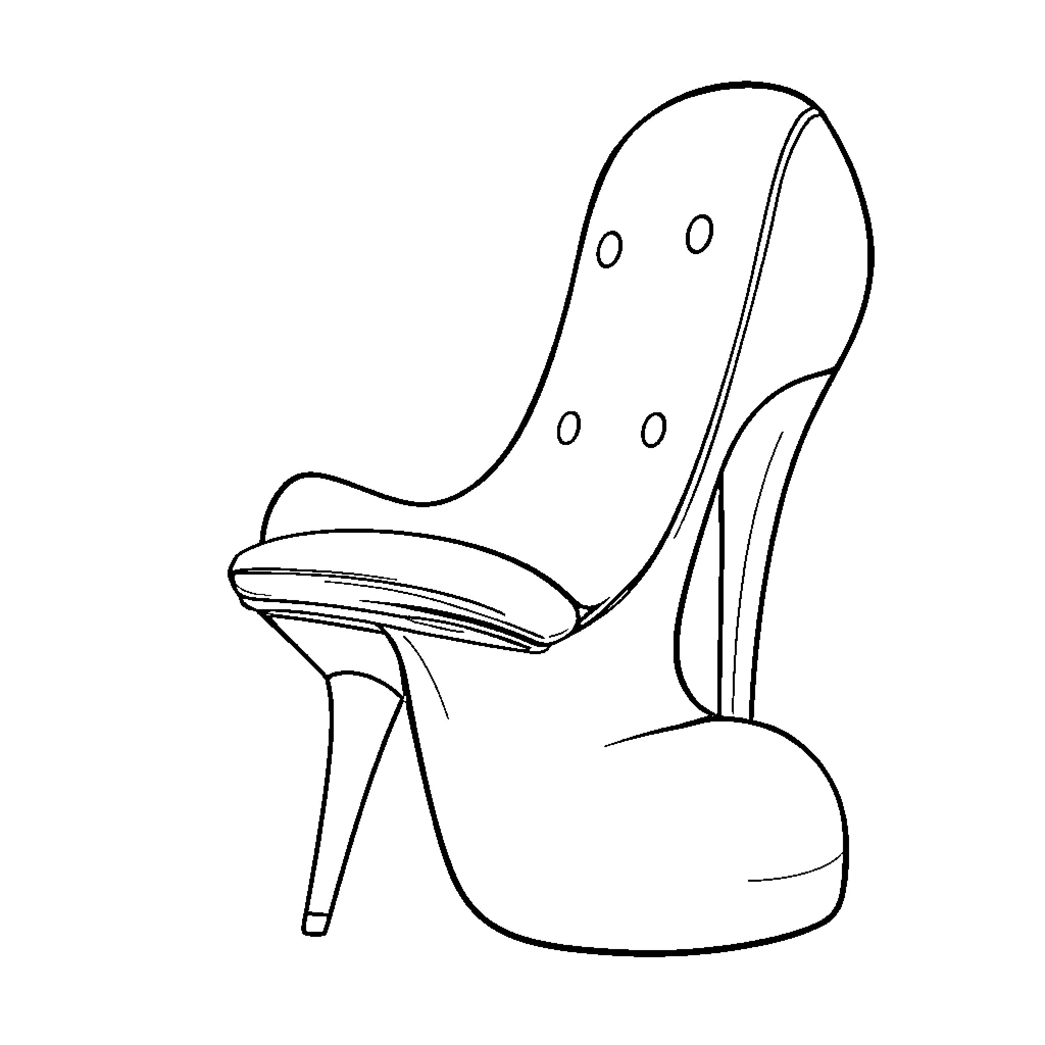 Shoe with Distinctive Design and High Heel Coloring Page (free black-and-white line drawing printable PDF for all, from beginners to advanced learners, including children, teens, adults, and seniors)