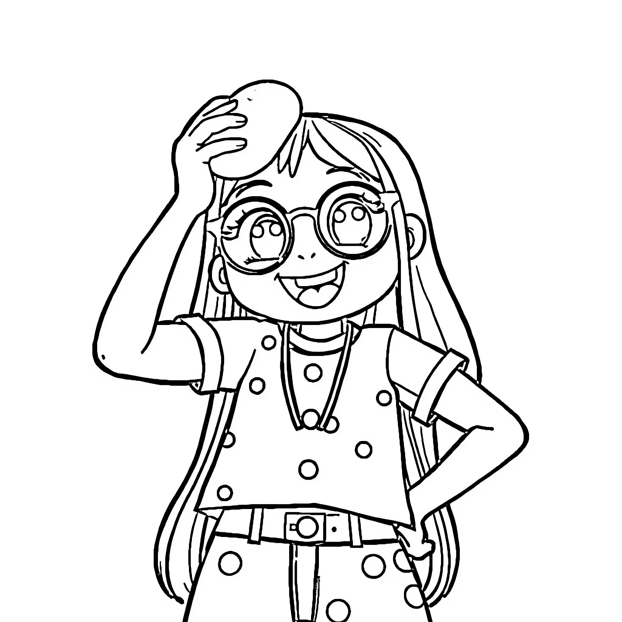 Louise's playful and quirky self-expression Coloring Page (free black-and-white line drawing printable PDF for all, from beginners to advanced learners, including children, teens, adults, and seniors)