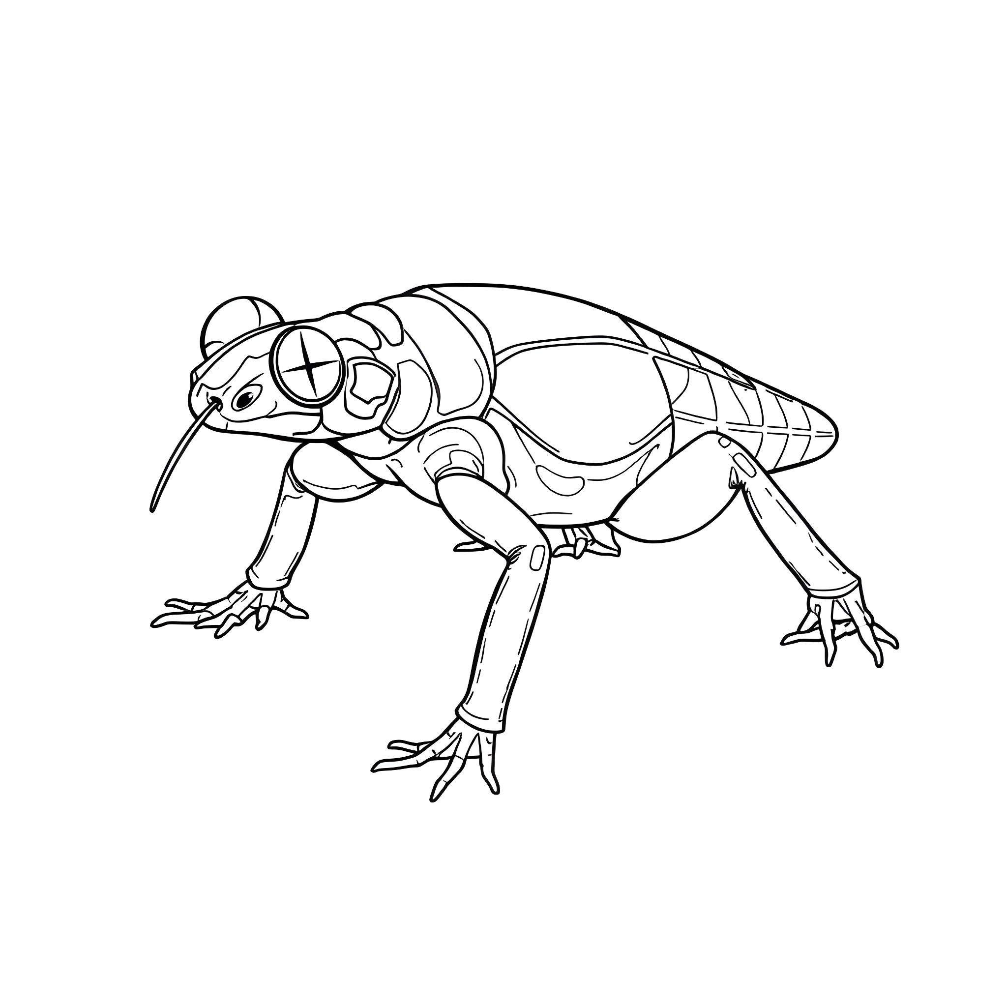 Phyllobates exploring its surroundings Coloring Page (free black-and-white line drawing printable PDF for all, from beginners to advanced learners, including children, teens, adults, and seniors)