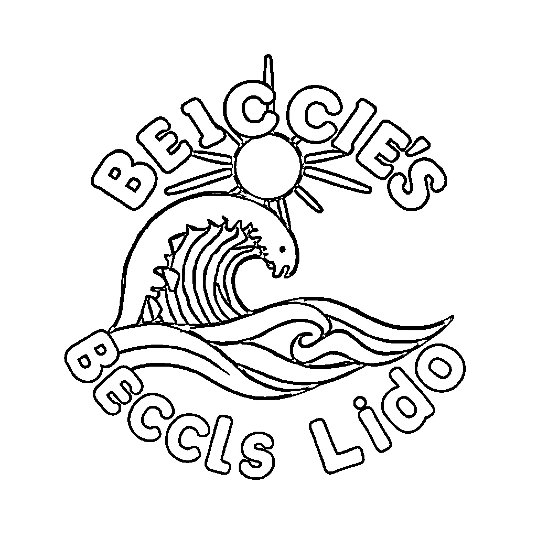 Beccles Lido: Outdoor Recreation and Leisure Coloring Page (free black-and-white line drawing printable PDF for all, from beginners to advanced learners, including children, teens, adults, and seniors)