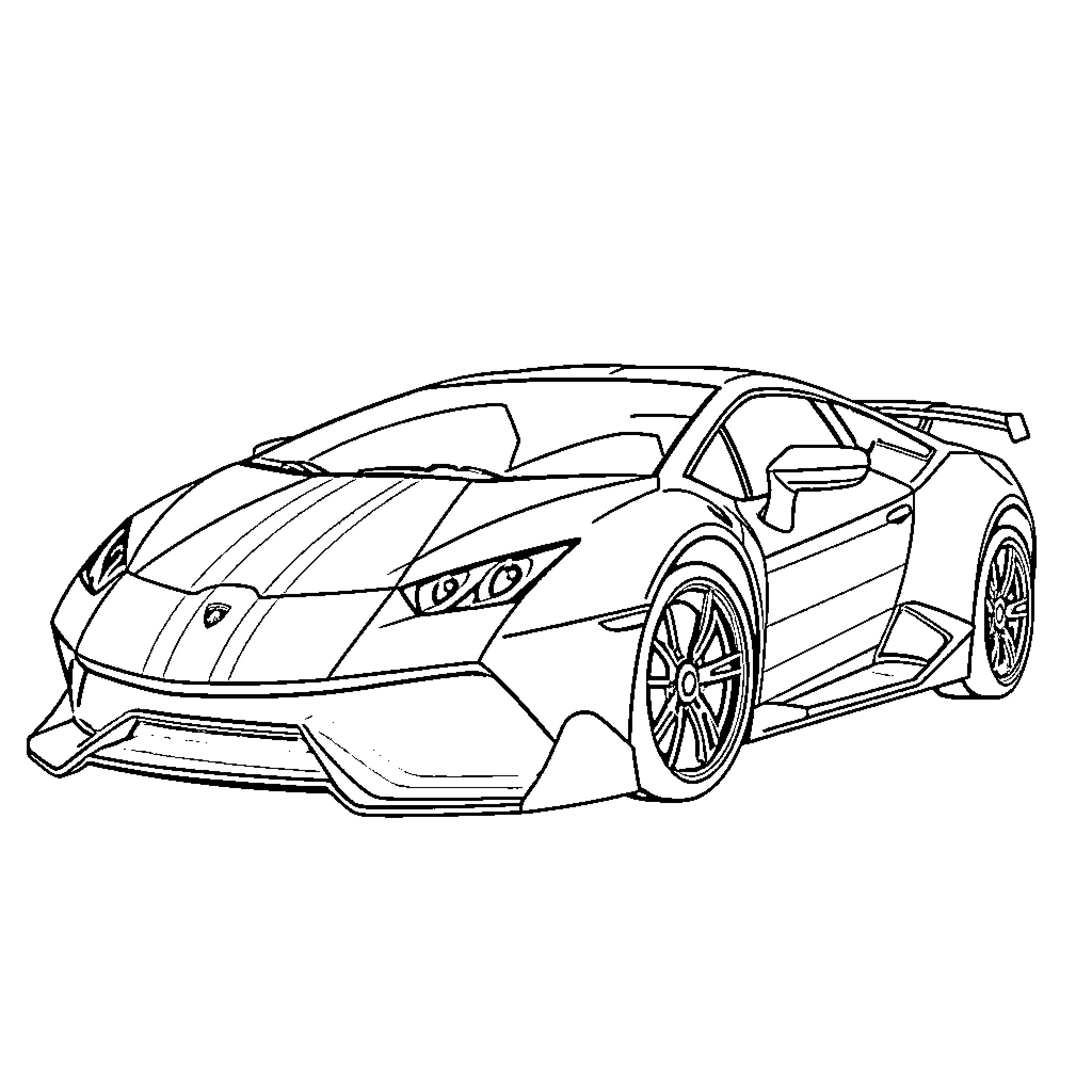 Nyanborghini supercar on the prowl Coloring Page (free black-and-white line drawing printable PDF for all, from beginners to advanced learners, including children, teens, adults, and seniors)