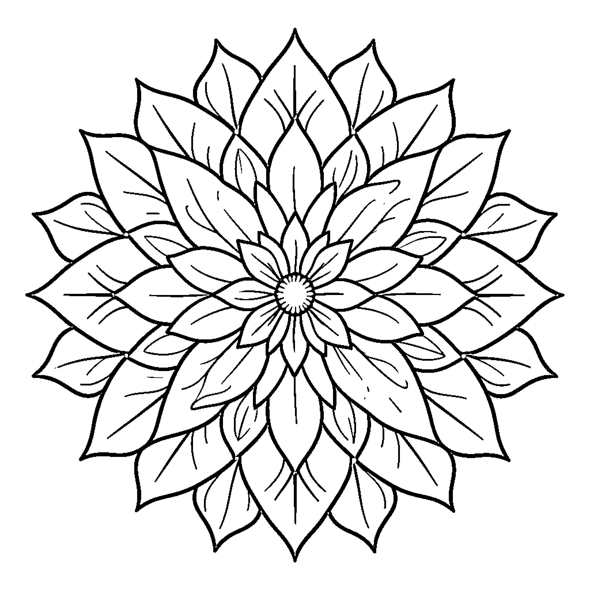 Mandala of intricate floral design Coloring Page (free black-and-white line drawing printable PDF for all, from beginners to advanced learners, including children, teens, adults, and seniors)