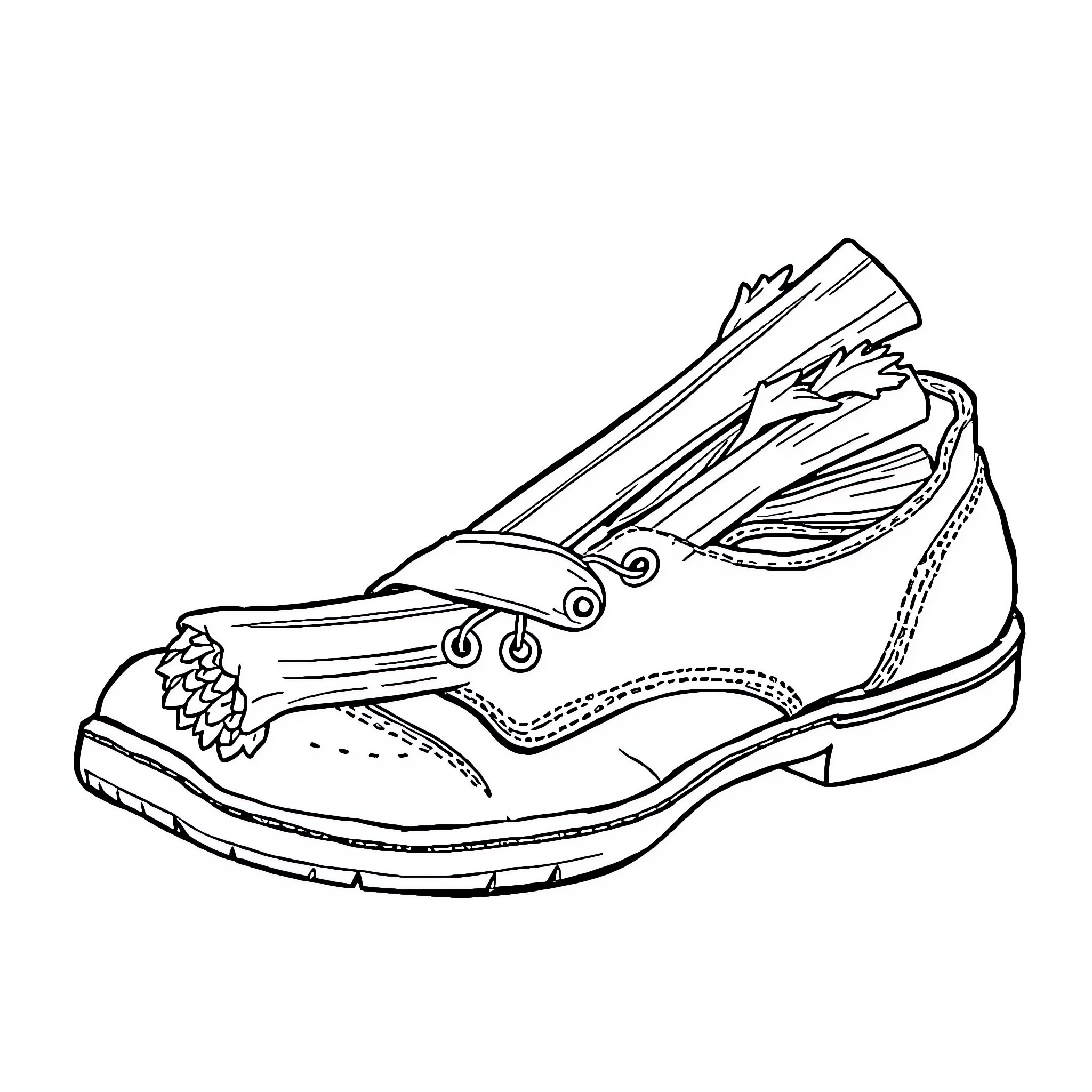 Celery Sneaker Sketch in Monochrome Coloring Page (free black-and-white line drawing printable PDF for all, from beginners to advanced learners, including children, teens, adults, and seniors)