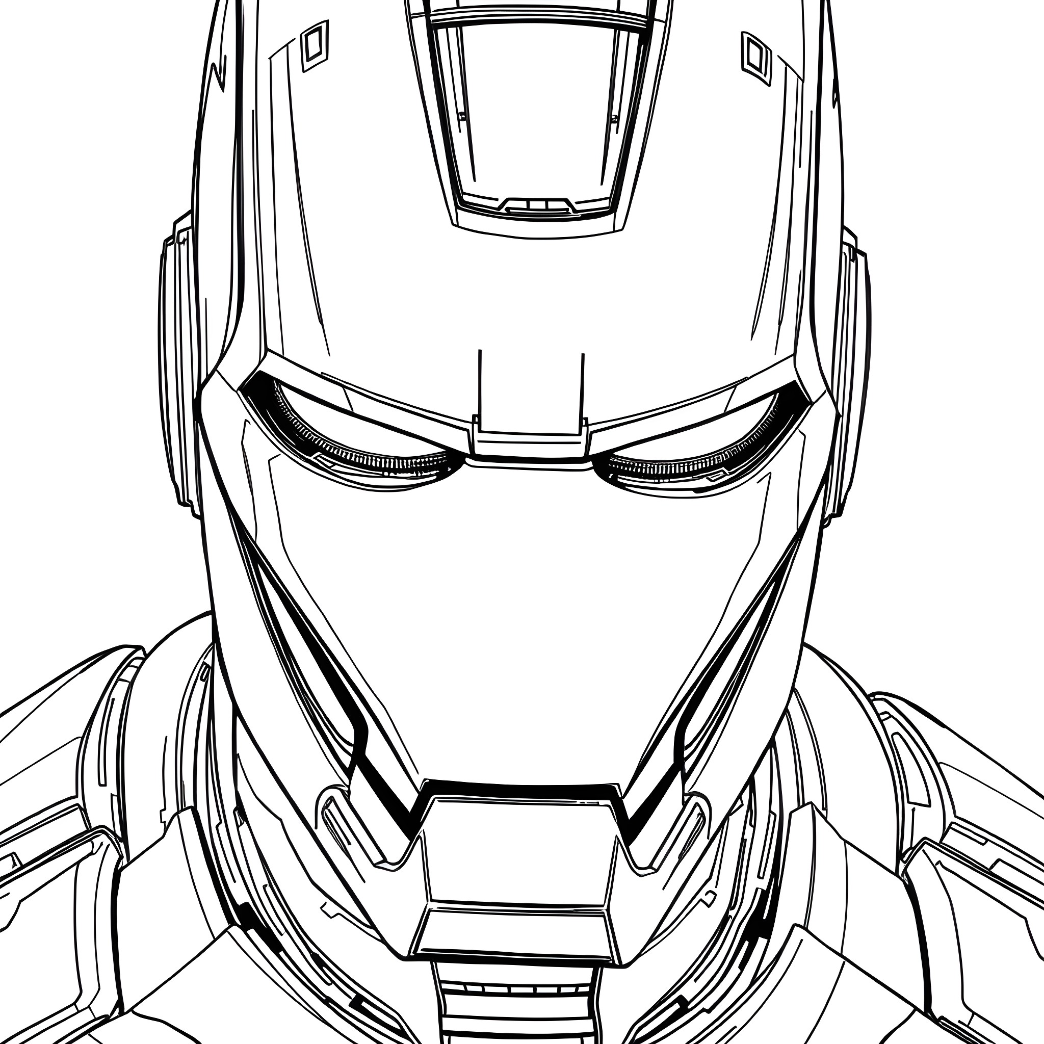 Iron Man Heroic Pose in Monochrome Coloring Page (free black-and-white line drawing printable PDF for all, from beginners to advanced learners, including children, teens, adults, and seniors)