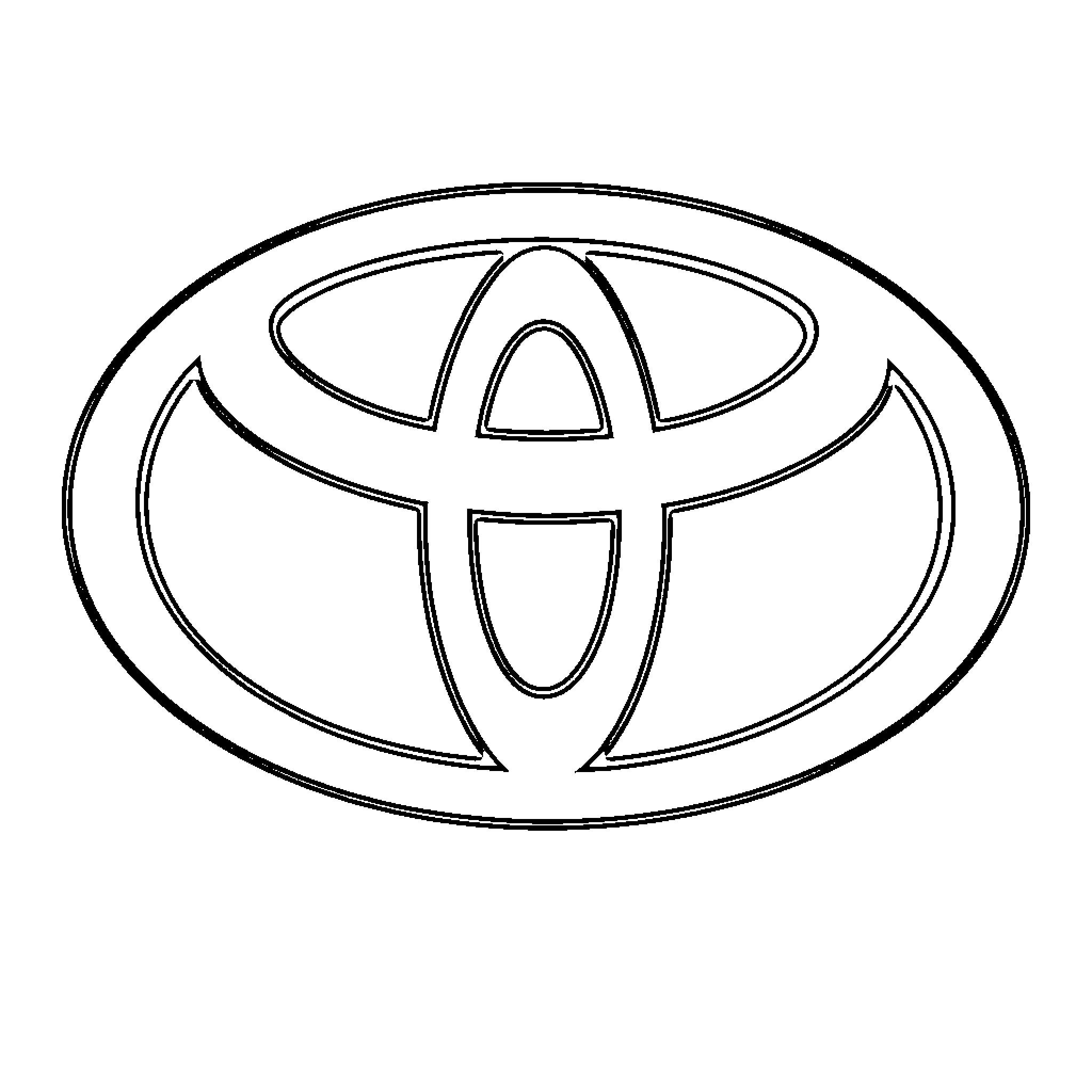 Toyota logo symbol displayed in a simple outline Coloring Page (free black-and-white line drawing printable PDF for all, from beginners to advanced learners, including children, teens, adults, and seniors)