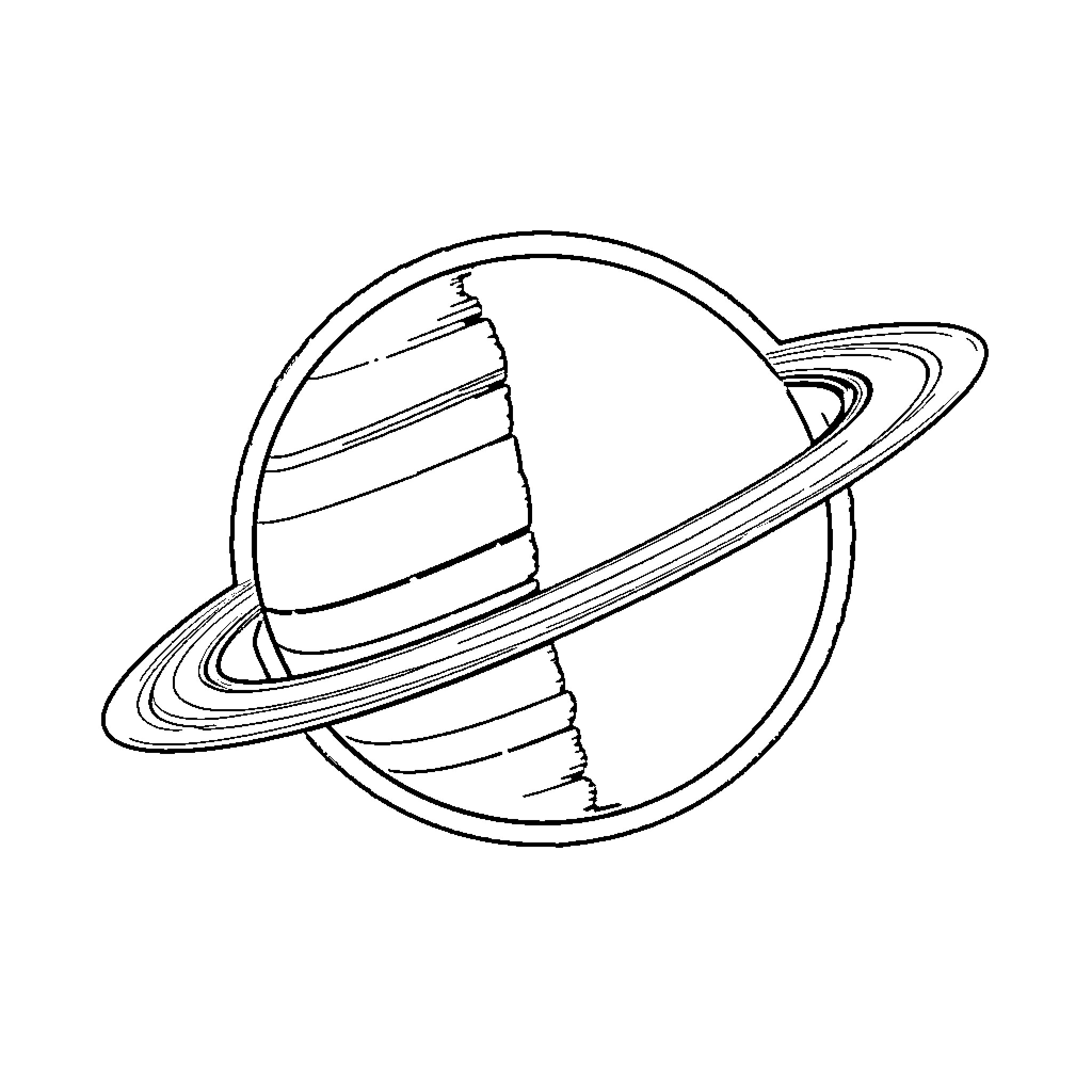 Saturn planet with striking rings Coloring Page (free black-and-white line drawing printable PDF for all, from beginners to advanced learners, including children, teens, adults, and seniors)