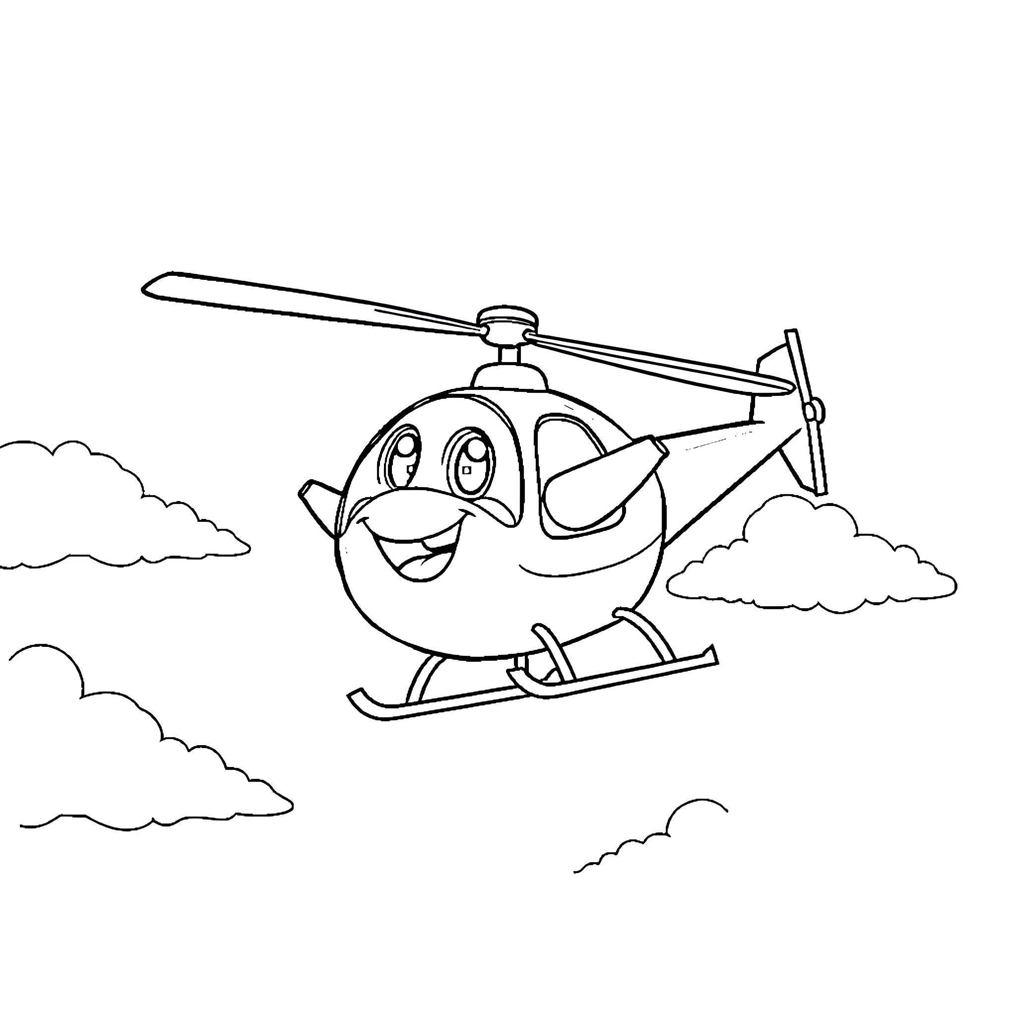 Bluey's Helicopter Adventure Coloring Page (free black-and-white line drawing printable PDF for all, from beginners to advanced learners, including children, teens, adults, and seniors)