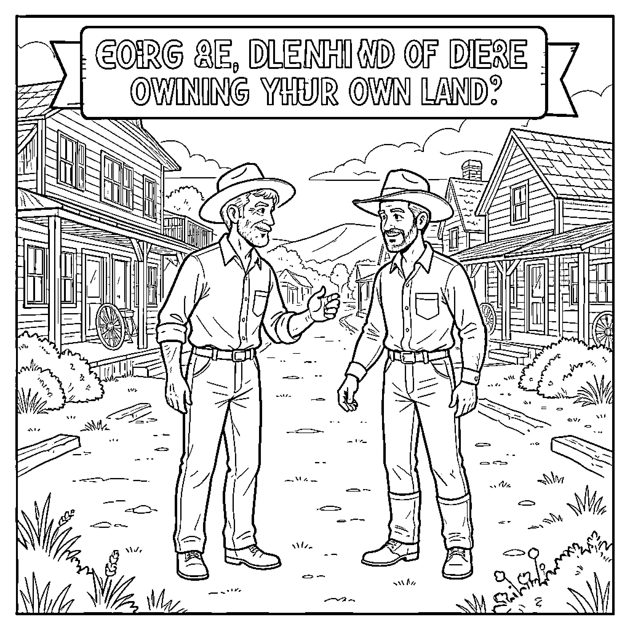 Mouse-like characters having a conversation outdoors Coloring Page (free black-and-white line drawing printable PDF for all, from beginners to advanced learners, including children, teens, adults, and seniors)