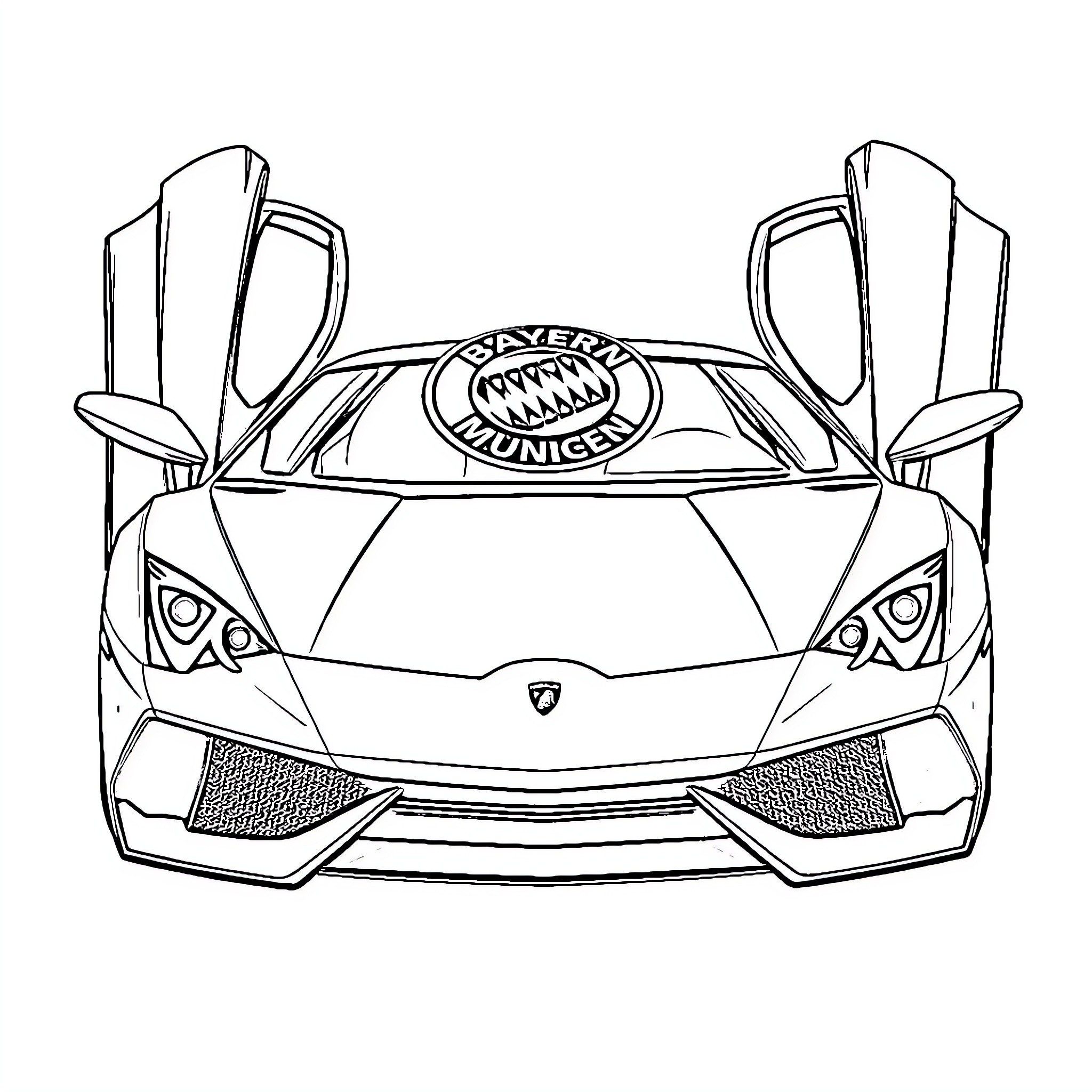 Lamborghini supercar with distinctive design and gull-wing doors Coloring Page (free black-and-white line drawing printable PDF for all, from beginners to advanced learners, including children, teens, adults, and seniors)