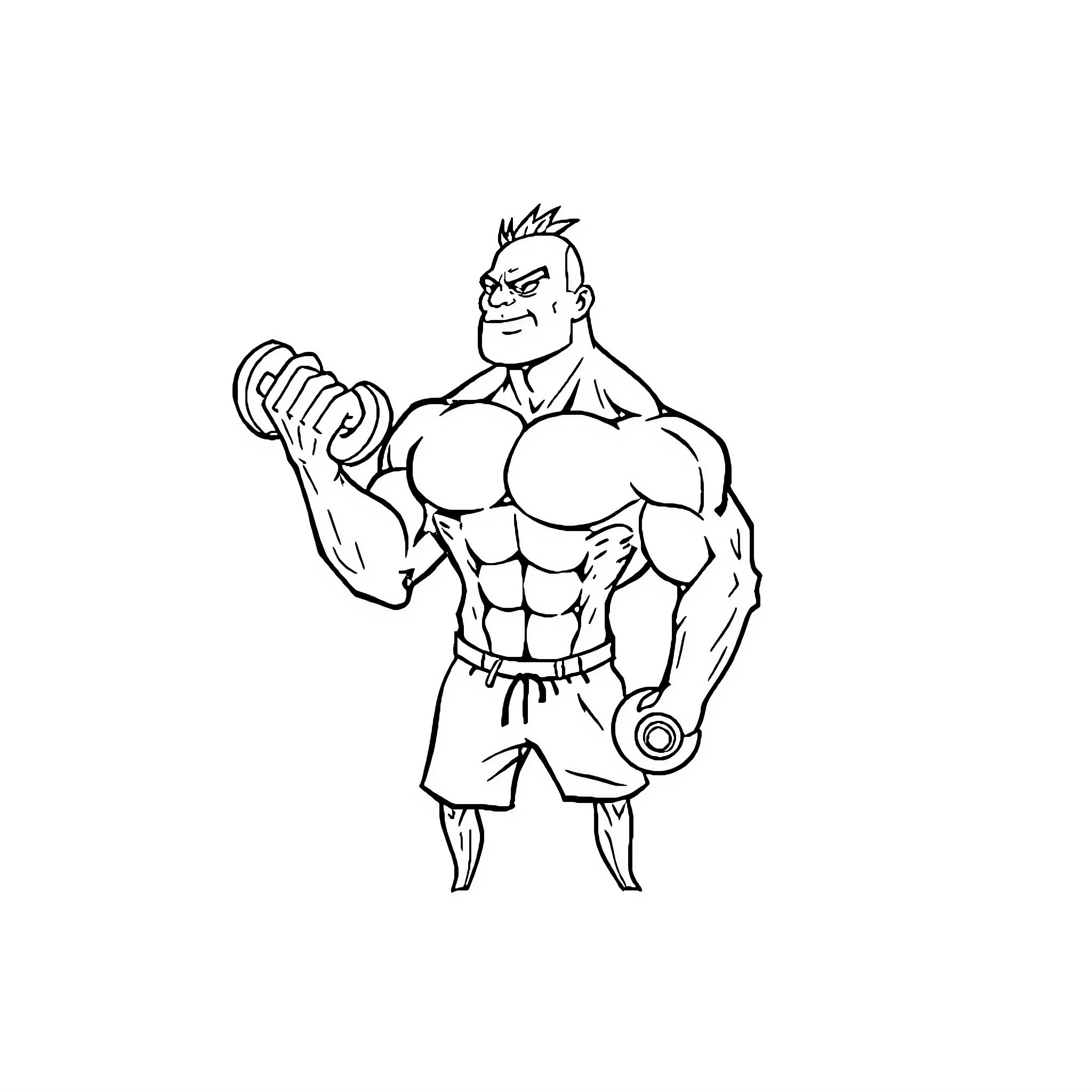 Orange-clad Muscular Superhero Strikes a Pose Coloring Page (free black-and-white line drawing printable PDF for all, from beginners to advanced learners, including children, teens, adults, and seniors)