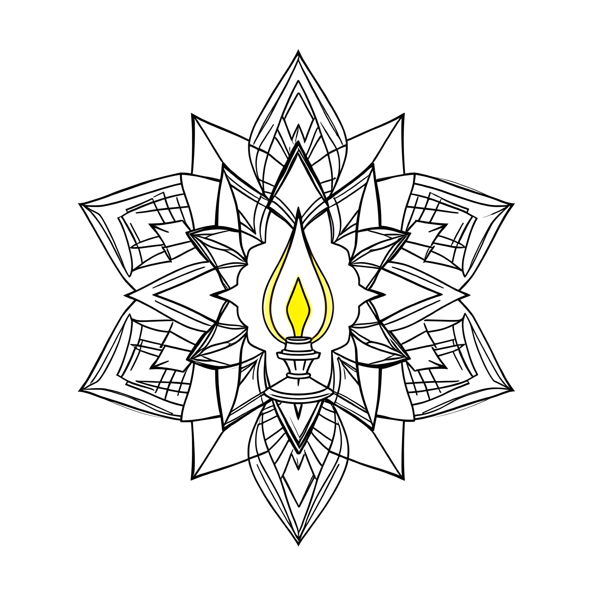 Lamp with abstract geometric design Coloring Page (free black-and-white line drawing printable PDF for all, from beginners to advanced learners, including children, teens, adults, and seniors)