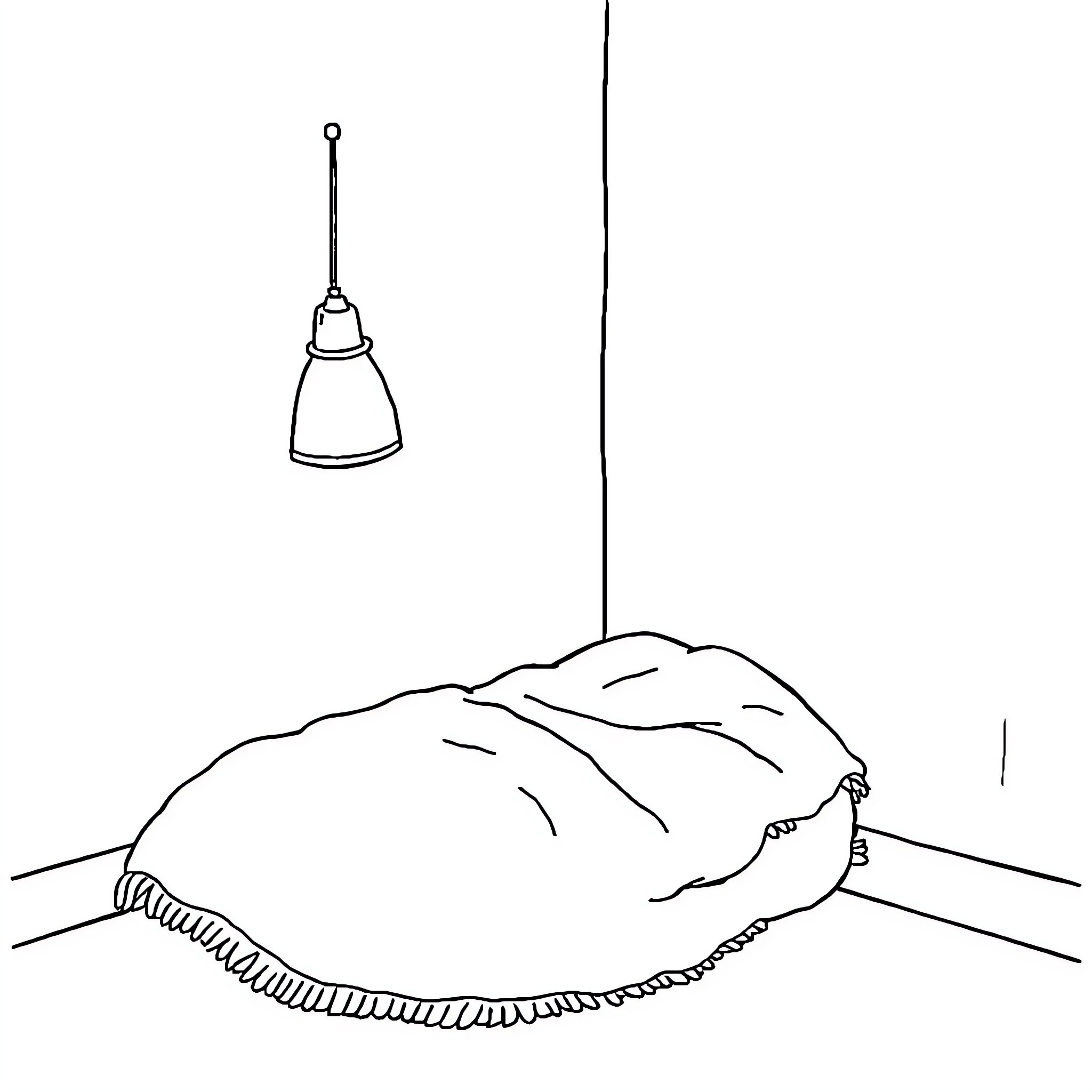 Corner of the Sleeping Beast Coloring Page (free black-and-white line drawing printable PDF for all, from beginners to advanced learners, including children, teens, adults, and seniors)