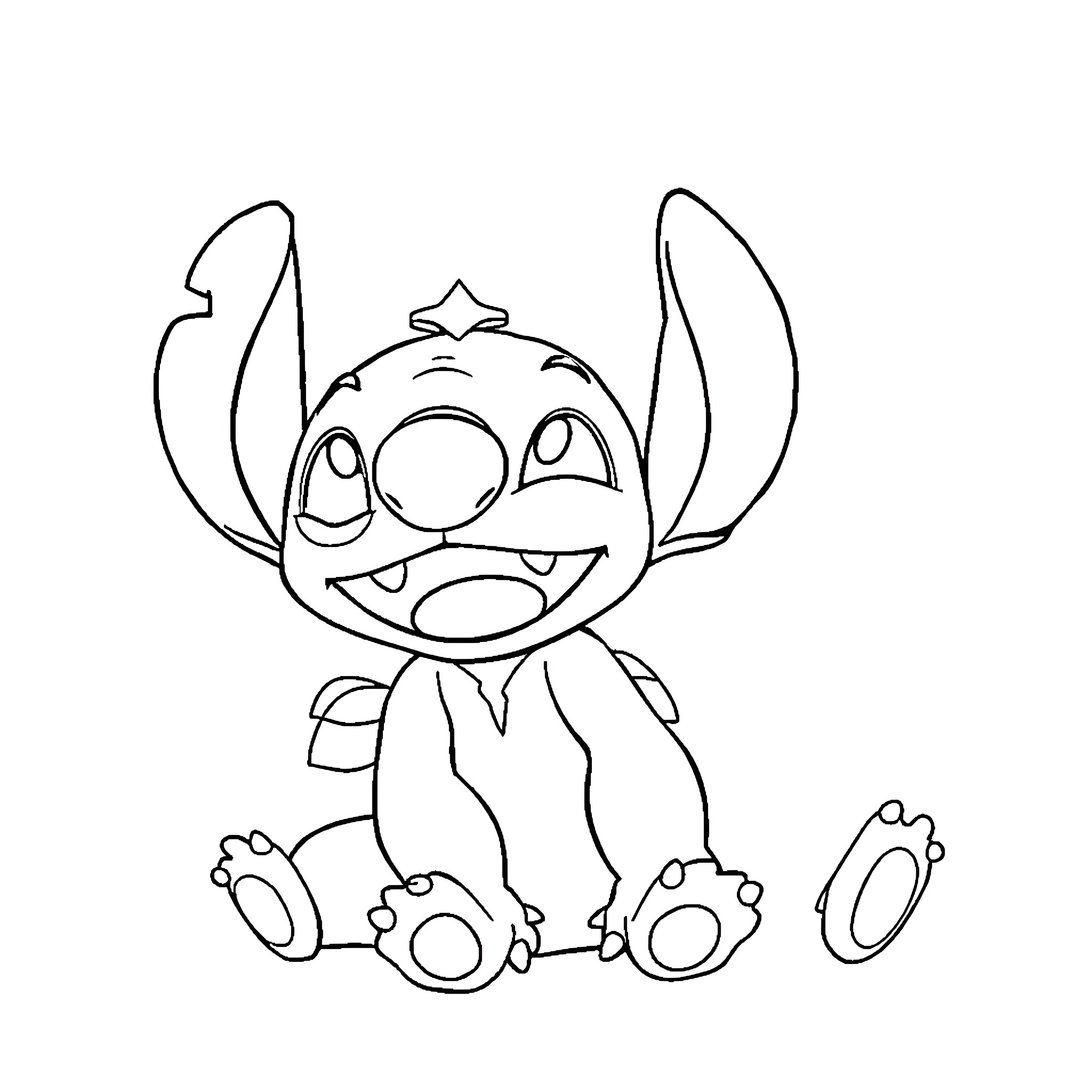 Lilo's Playful Encounter with the Curious Creature Coloring Page (free black-and-white line drawing printable PDF for all, from beginners to advanced learners, including children, teens, adults, and seniors)