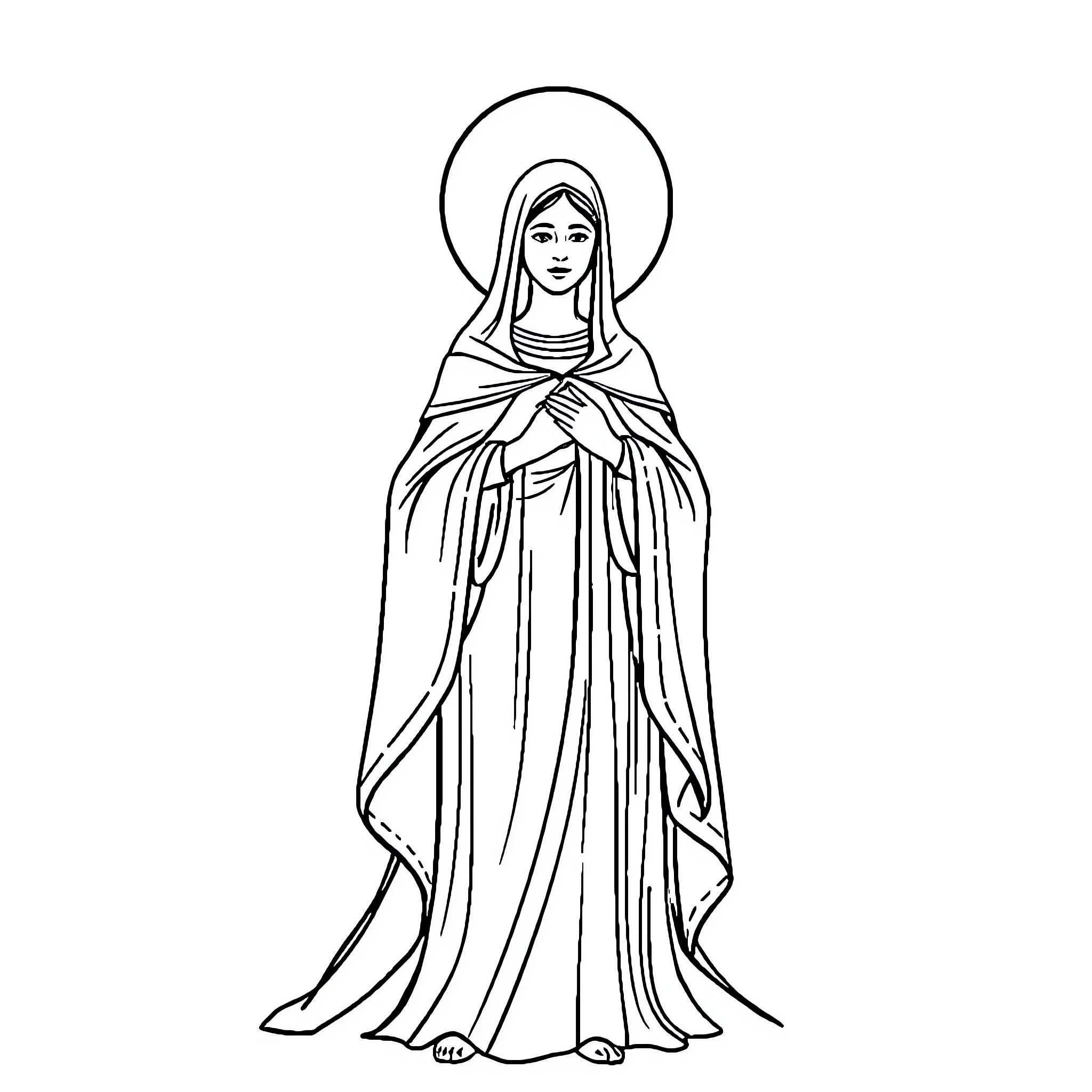Saint Agatha in pious devotion Coloring Page (free black-and-white line drawing printable PDF for all, from beginners to advanced learners, including children, teens, adults, and seniors)