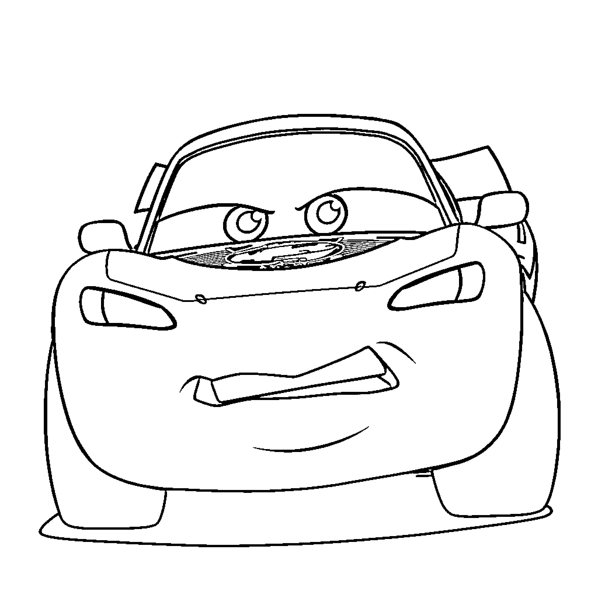 Cars with Comedic Expressions Coloring Page (free black-and-white line drawing printable PDF for all, from beginners to advanced learners, including children, teens, adults, and seniors)