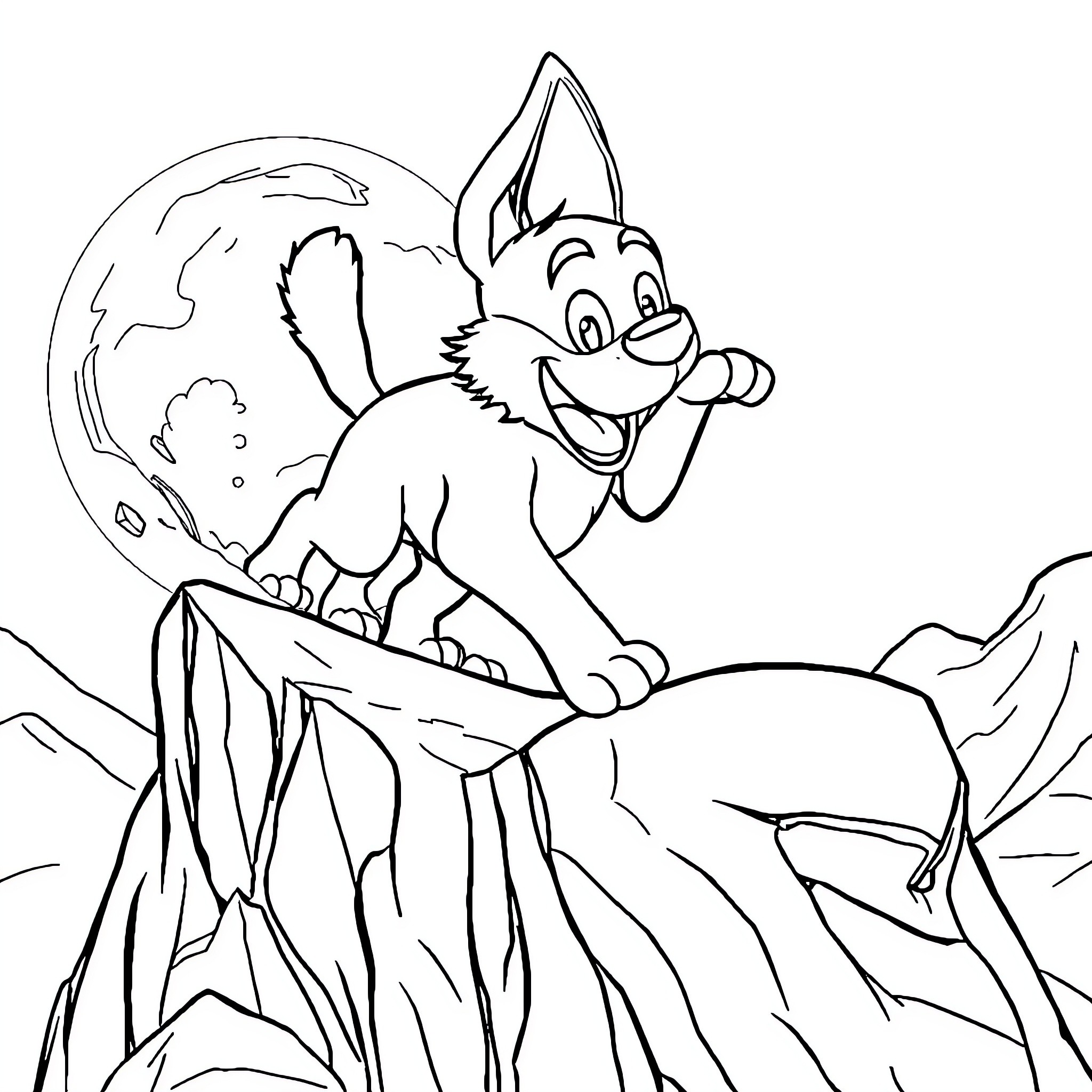 Bluey joyfully exploring the great outdoors Coloring Page (free black-and-white line drawing printable PDF for all, from beginners to advanced learners, including children, teens, adults, and seniors)