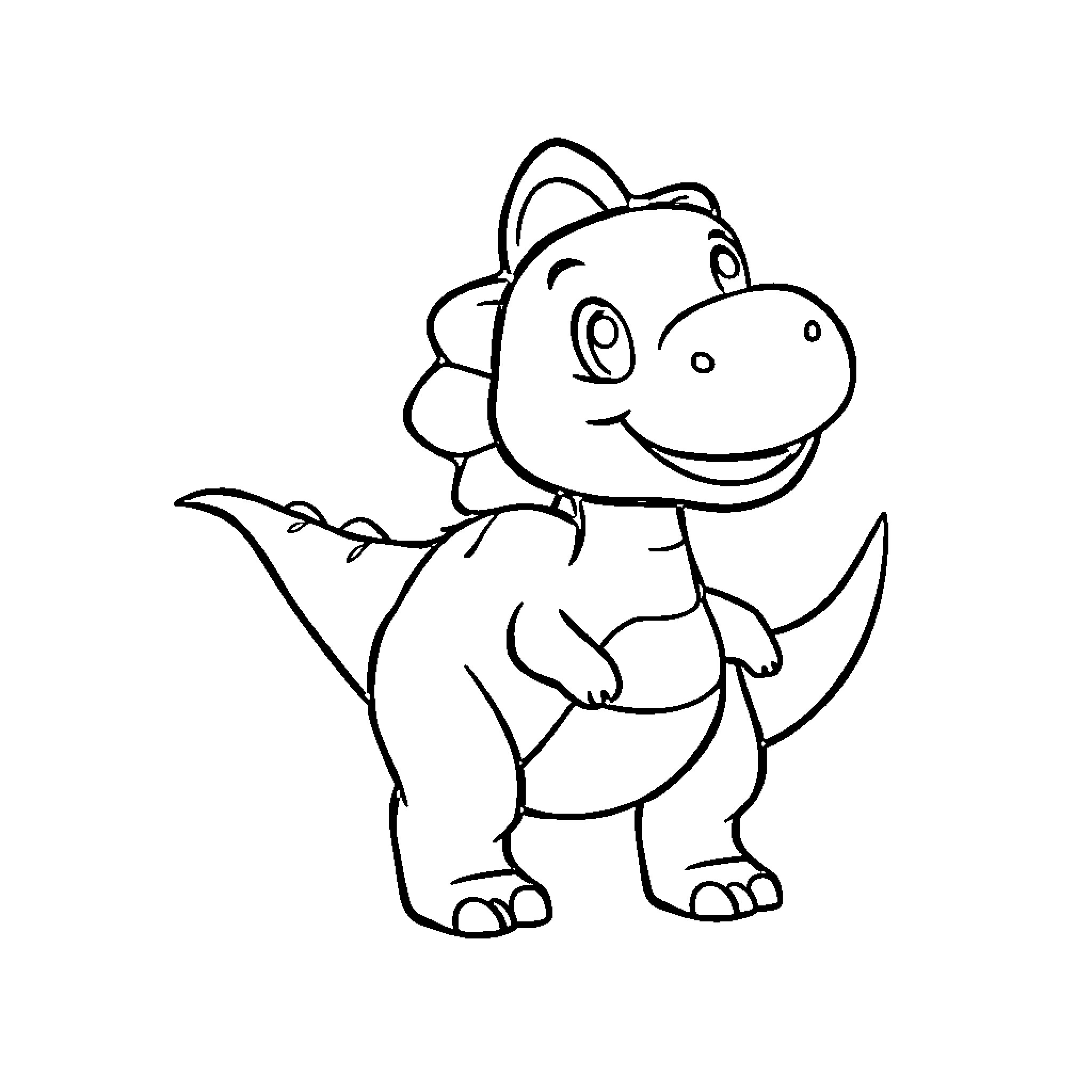Dinosaur smiling playfully Coloring Page (free black-and-white line drawing printable PDF for all, from beginners to advanced learners, including children, teens, adults, and seniors)