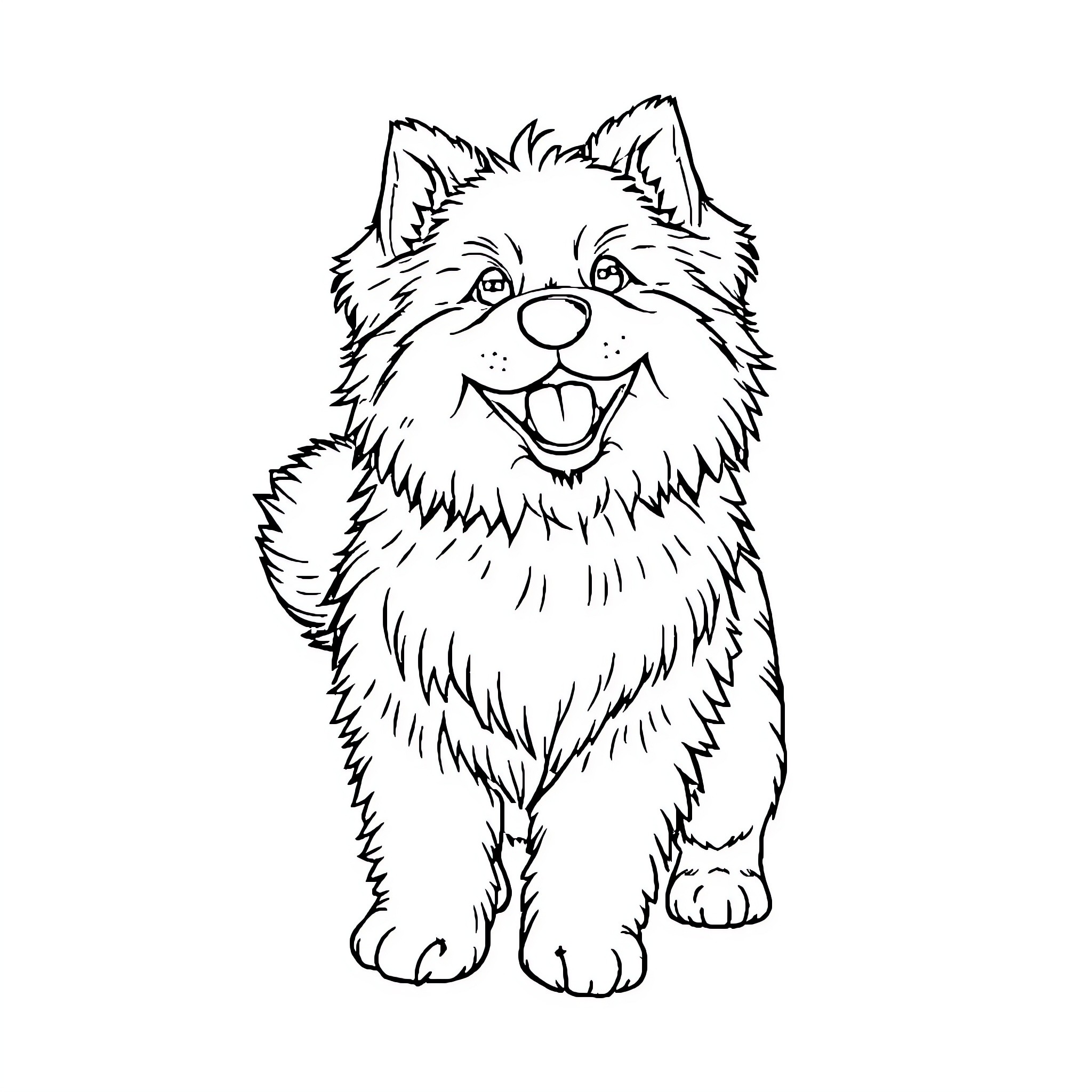 Dog with a happy expression Coloring Page (free black-and-white line drawing printable PDF for all, from beginners to advanced learners, including children, teens, adults, and seniors)