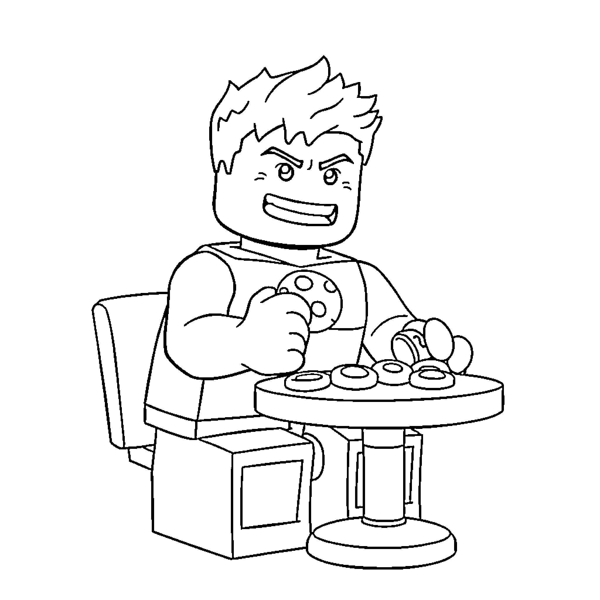 Hulk Enjoying His Favorite Snacks Coloring Page (free black-and-white line drawing printable PDF for all, from beginners to advanced learners, including children, teens, adults, and seniors)