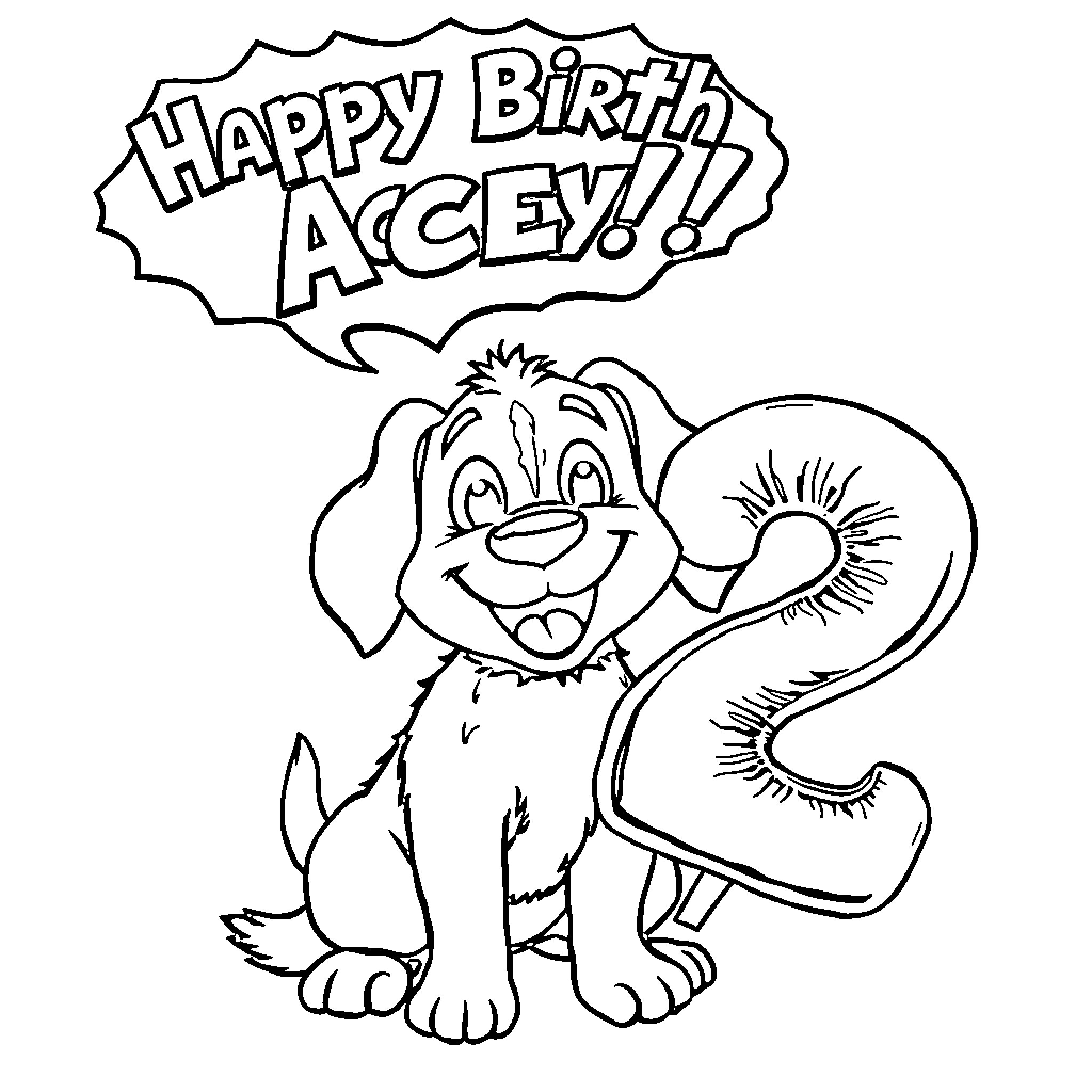 Bluey celebrating a happy birthday Coloring Page (free black-and-white line drawing printable PDF for all, from beginners to advanced learners, including children, teens, adults, and seniors)