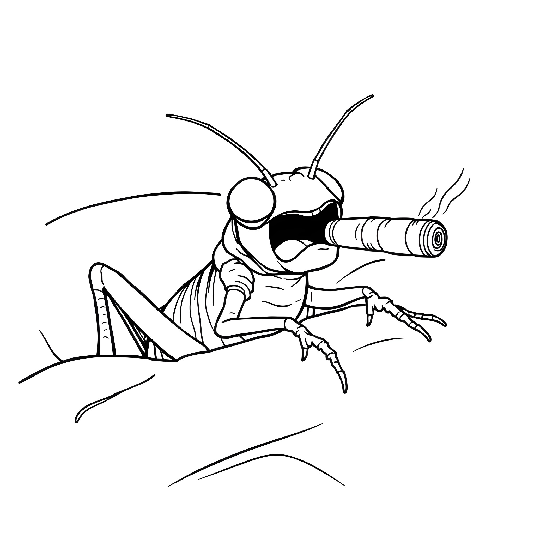 Cricket player in action with binoculars Coloring Page (free black-and-white line drawing printable PDF for all, from beginners to advanced learners, including children, teens, adults, and seniors)