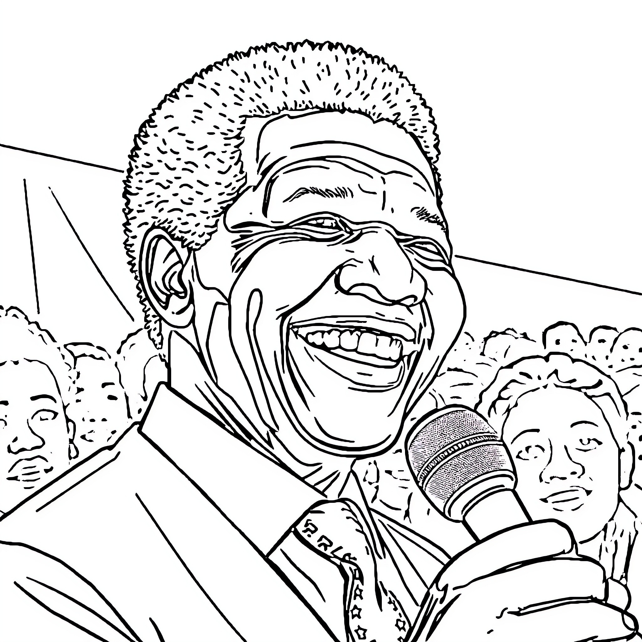 Mandala of a Joyful Public Figure Coloring Page (free black-and-white line drawing printable PDF for all, from beginners to advanced learners, including children, teens, adults, and seniors)