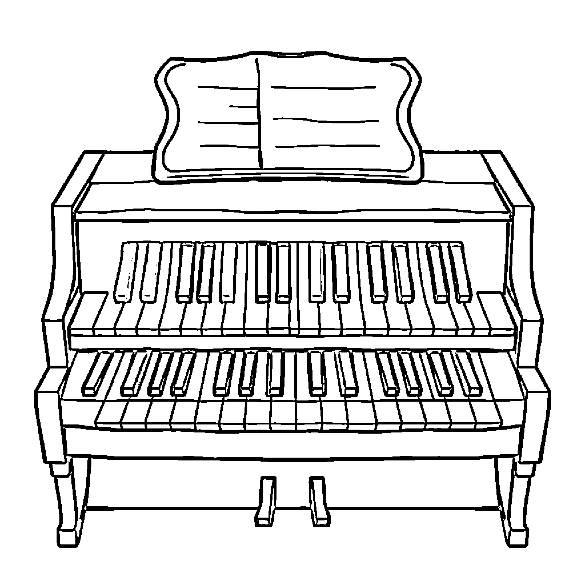 Harmonium with detailed keyboard and frame Coloring Page (free black-and-white line drawing printable PDF for all, from beginners to advanced learners, including children, teens, adults, and seniors)