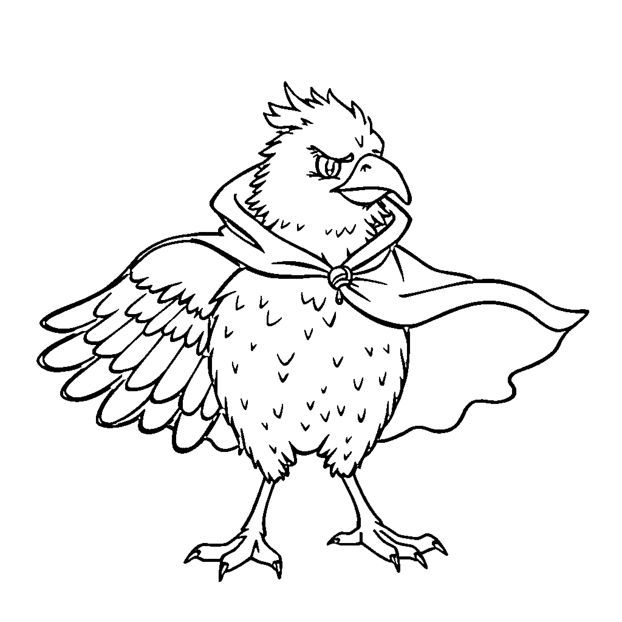 Igel bird taking flight with determination Coloring Page (free black-and-white line drawing printable PDF for all, from beginners to advanced learners, including children, teens, adults, and seniors)