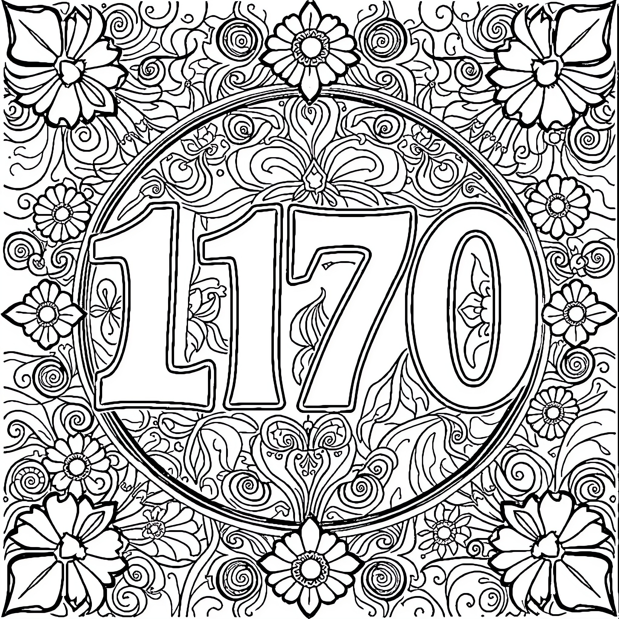 Color by Numbers: Intricate Floral Patterns Coloring Page (free black-and-white line drawing printable PDF for all, from beginners to advanced learners, including children, teens, adults, and seniors)