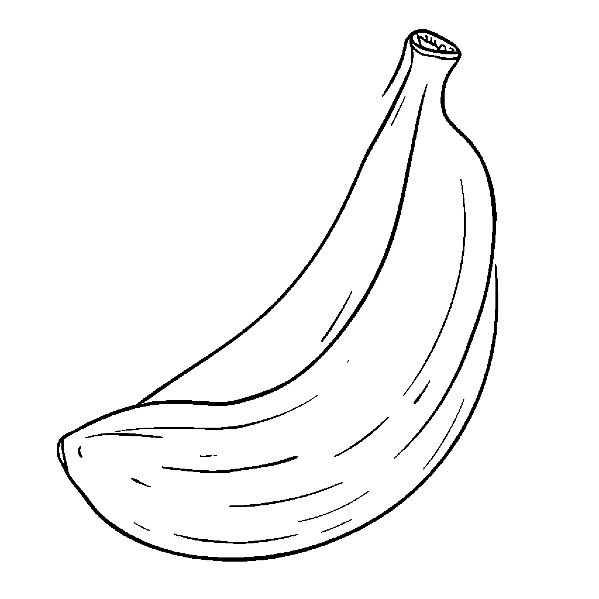 Banana in simple line art Coloring Page (free black-and-white line drawing printable PDF for all, from beginners to advanced learners, including children, teens, adults, and seniors)