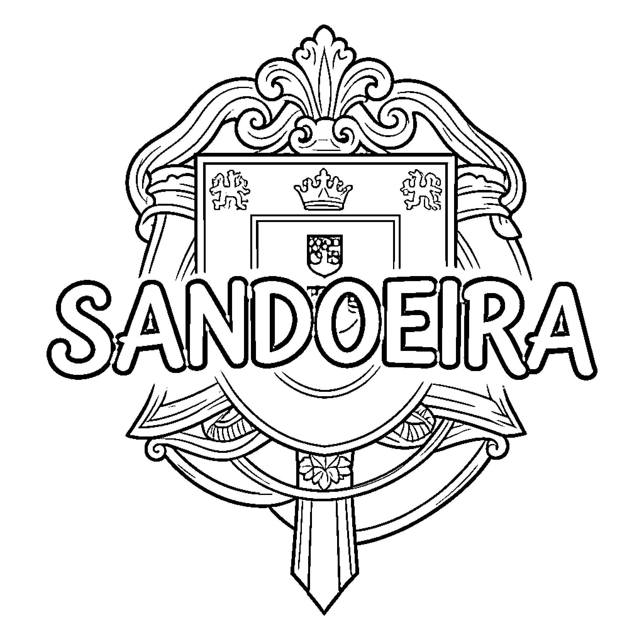 Logo featuring an ornate heraldic crest with text Coloring Page (free black-and-white line drawing printable PDF for all, from beginners to advanced learners, including children, teens, adults, and seniors)