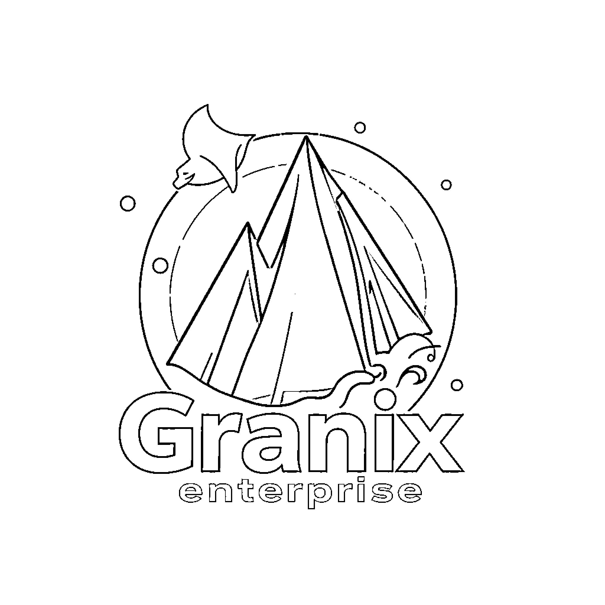 Granix Enterprise: Mountainous Sailing Adventure Coloring Page (free black-and-white line drawing printable PDF for all, from beginners to advanced learners, including children, teens, adults, and seniors)