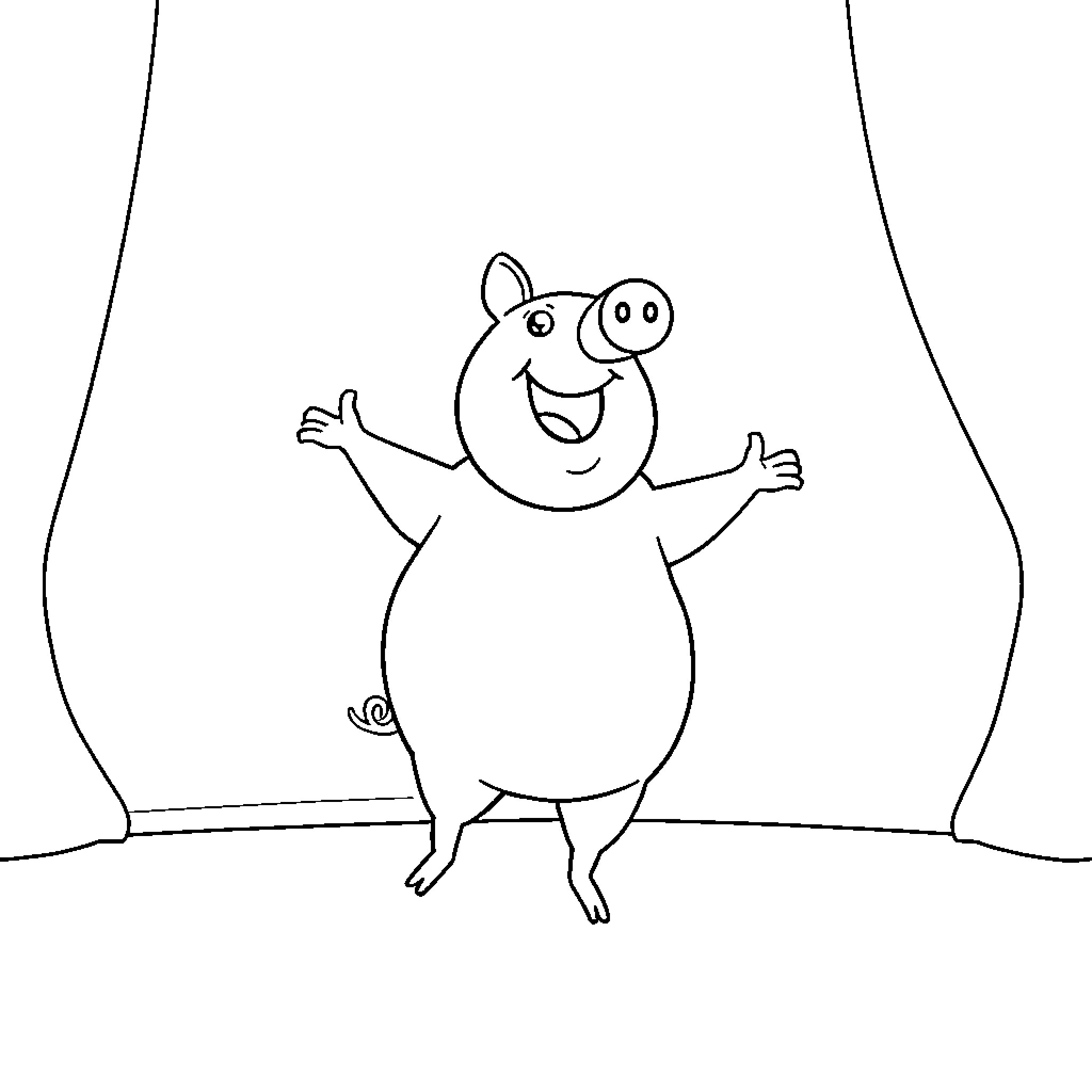 Papa Pig's joyful dance performance Coloring Page (free black-and-white line drawing printable PDF for all, from beginners to advanced learners, including children, teens, adults, and seniors)