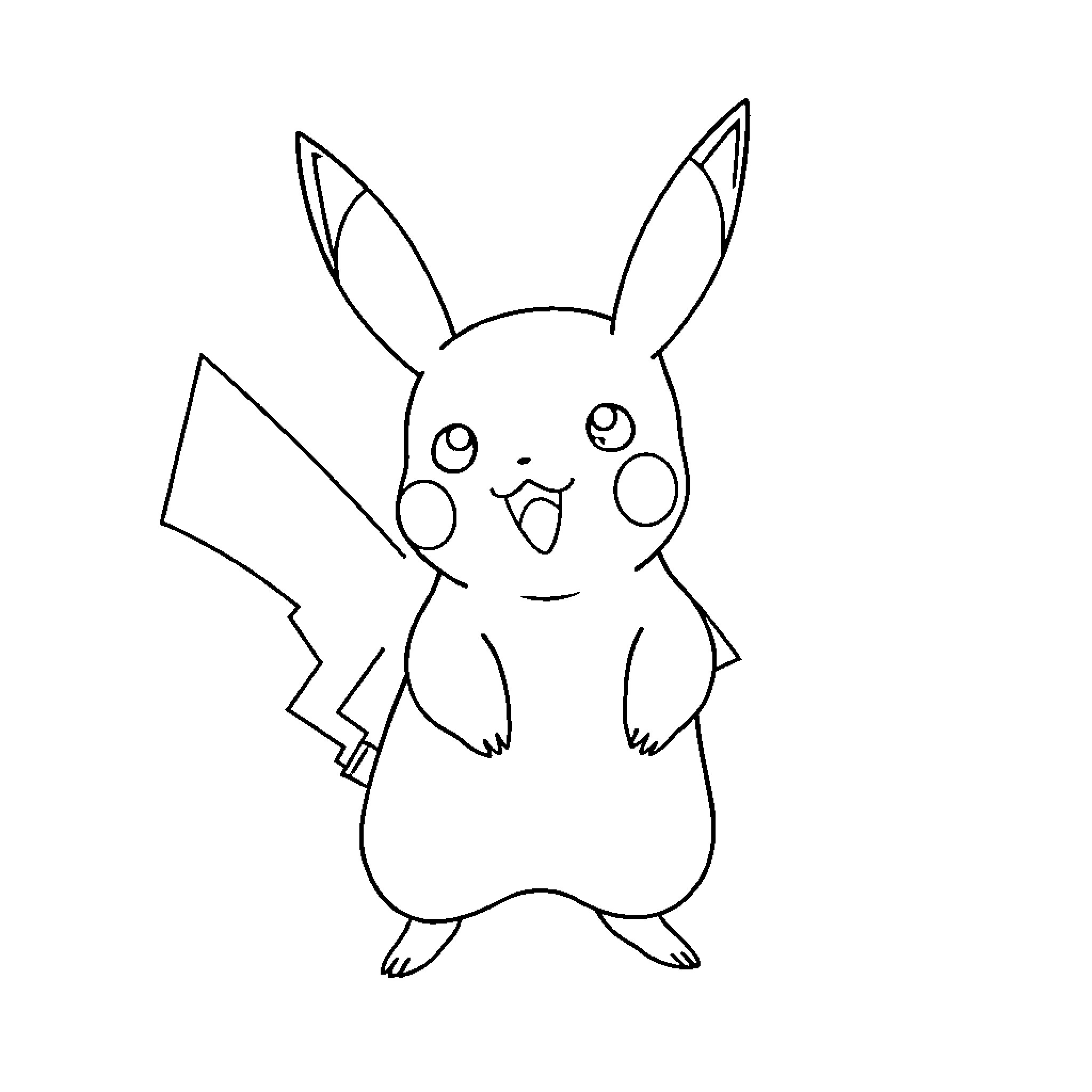 Pikachu excitedly expressing emotions Coloring Page (free black-and-white line drawing printable PDF for all, from beginners to advanced learners, including children, teens, adults, and seniors)