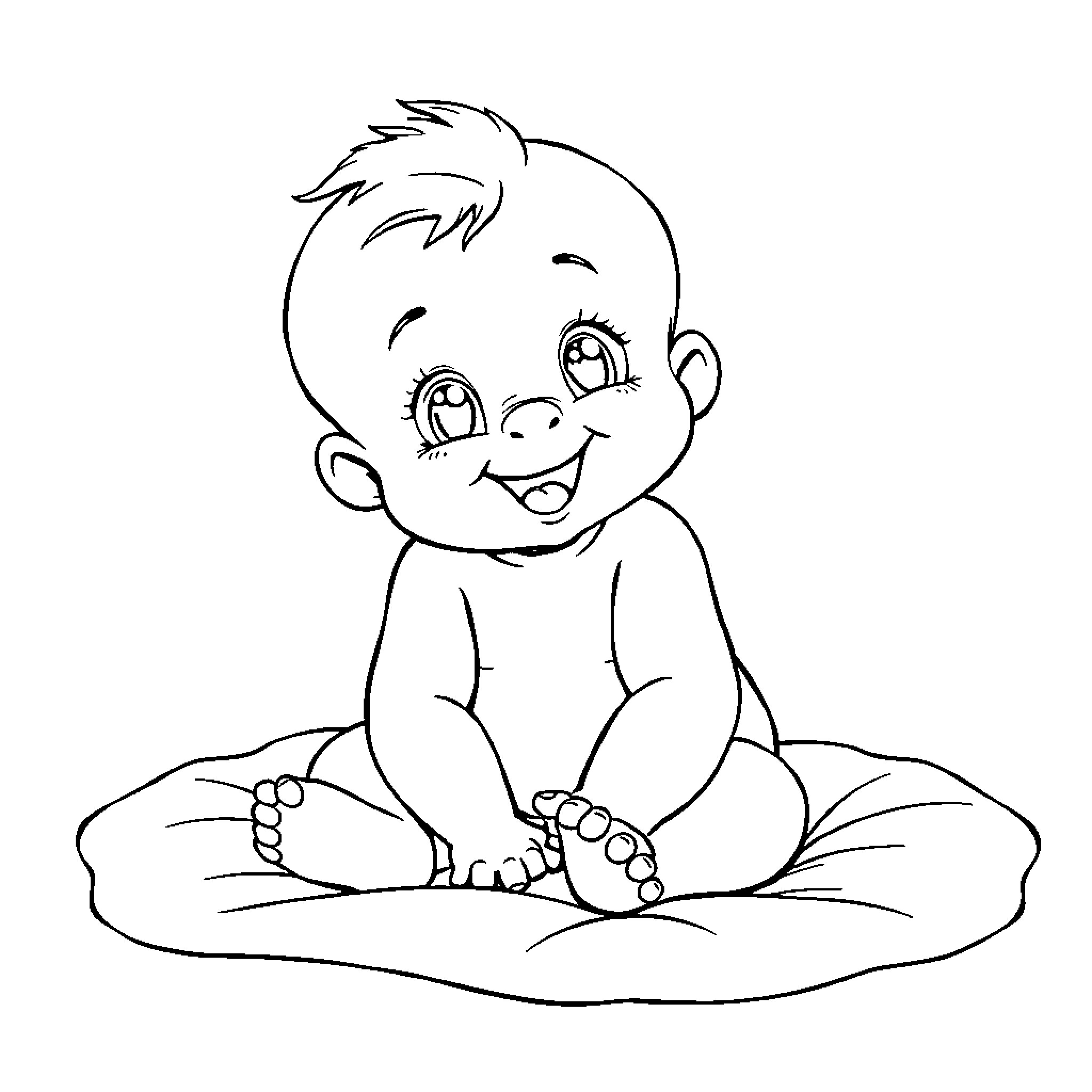 Lion-like baby playing cheerfully on the ground Coloring Page (free black-and-white line drawing printable PDF for all, from beginners to advanced learners, including children, teens, adults, and seniors)