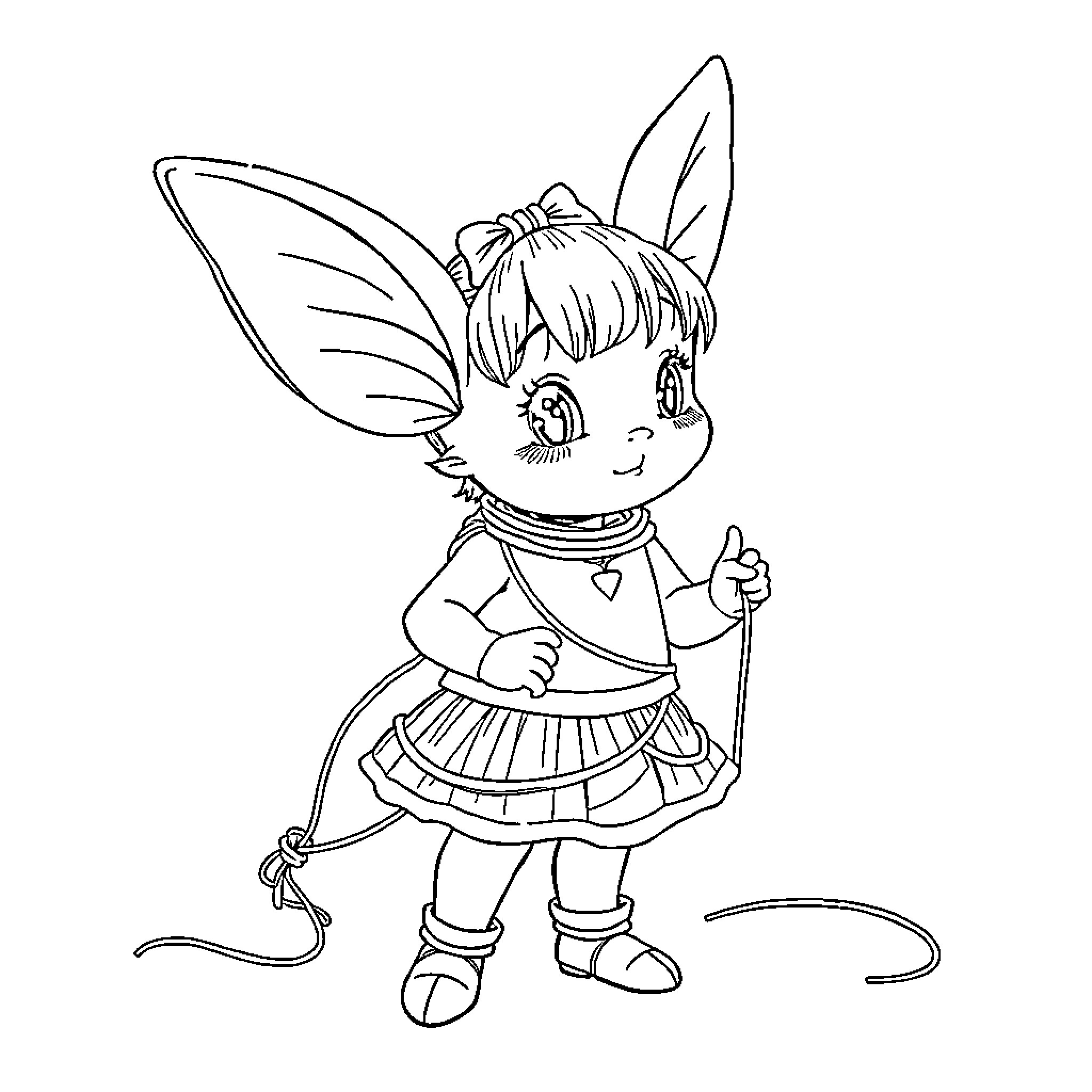 Cinderella Fairy in Cute Outfit with Heart Designs Coloring Page (free black-and-white line drawing printable PDF for all, from beginners to advanced learners, including children, teens, adults, and seniors)